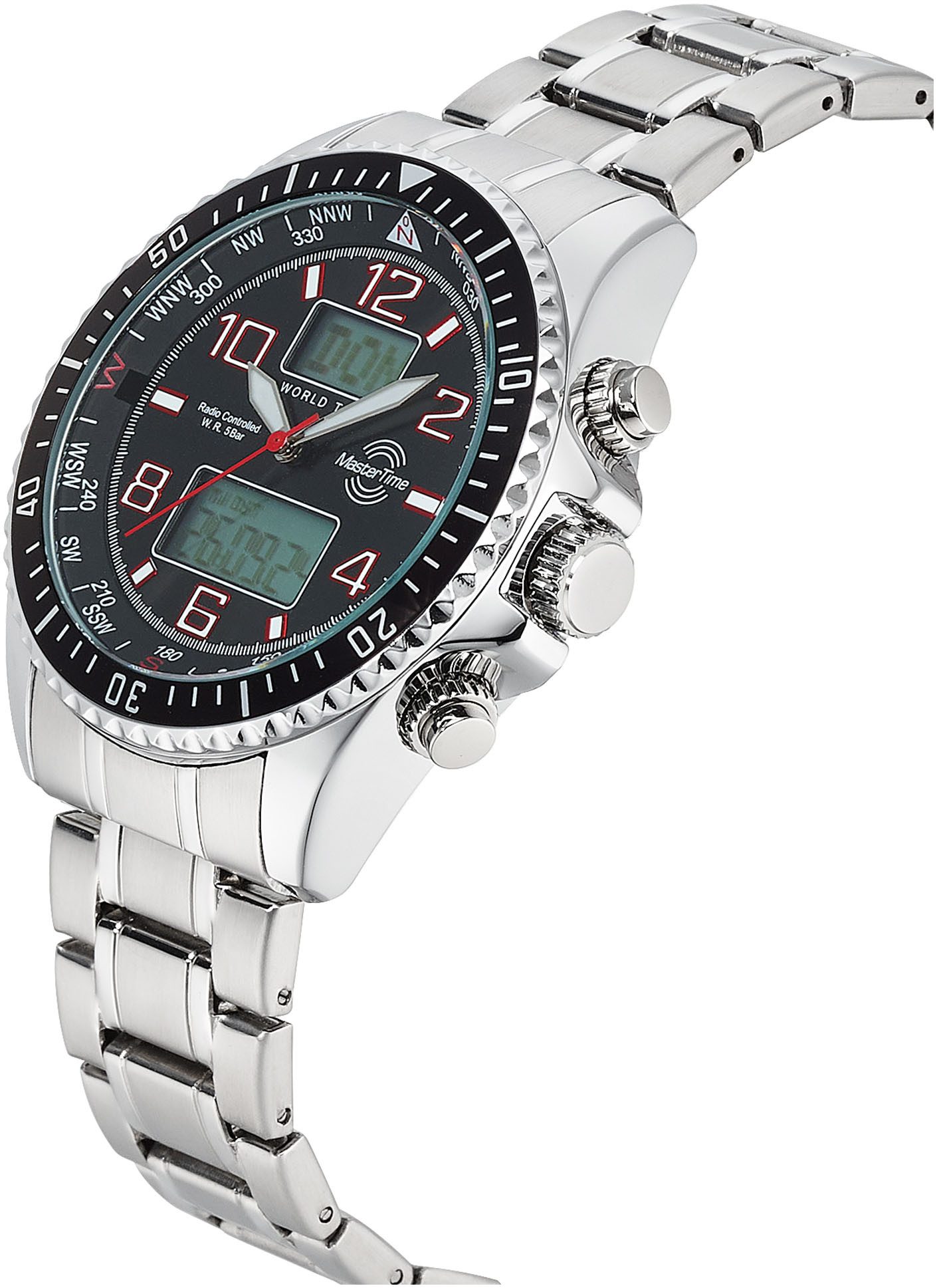 MASTER TIME Funkchronograph Super Power MTGA-10920-22M, (Set, 2-tlg., mit Wechselband), Quarzuhr, Armbanduhr, Herrenuhr, ideal auch als Geschenk