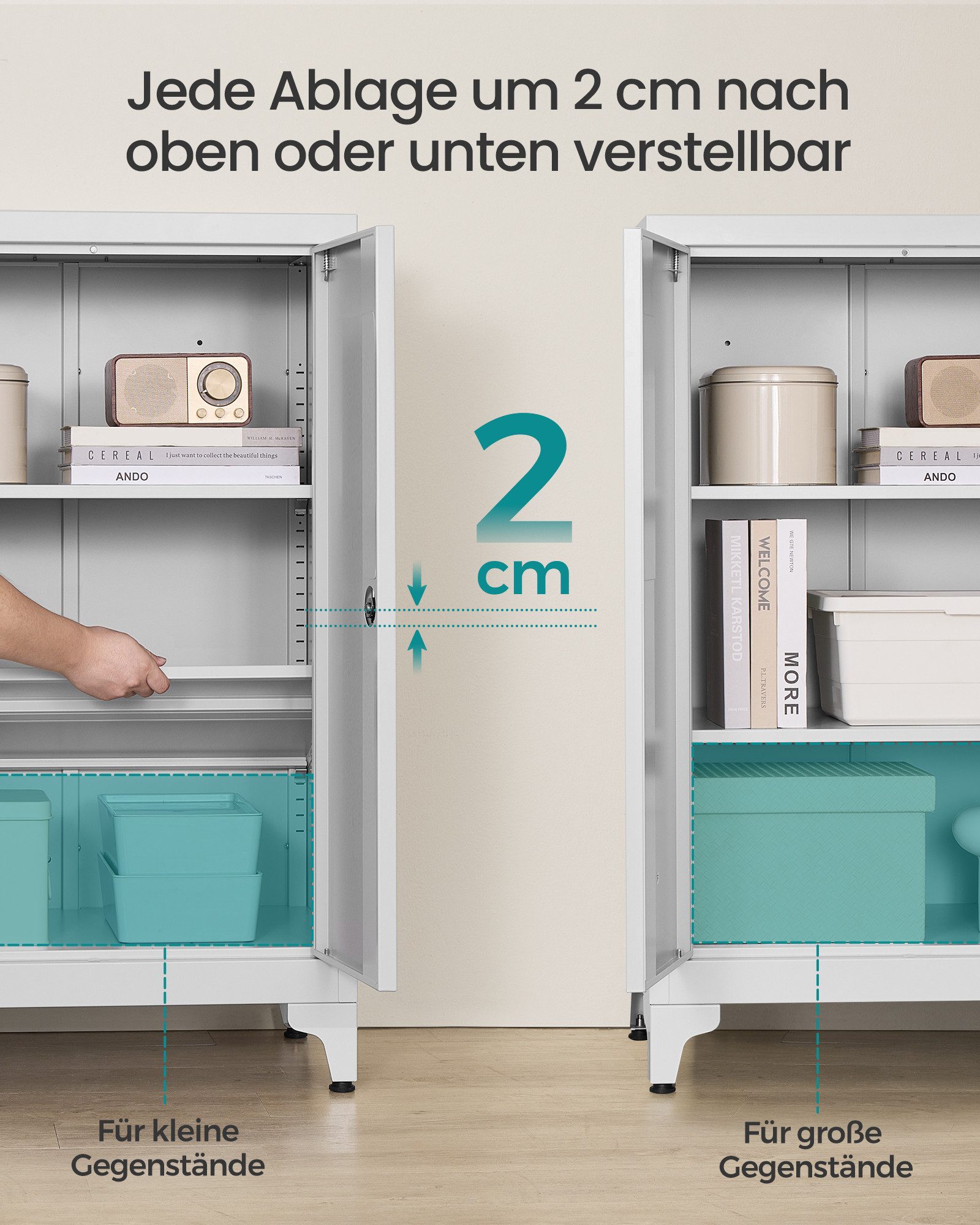 SONGMICS Aktenschrank Mehrzweckschrank, Büroschrank mit 2 Türen Schrank abschließbar, Aufbewahrungsschrank aus Stahl