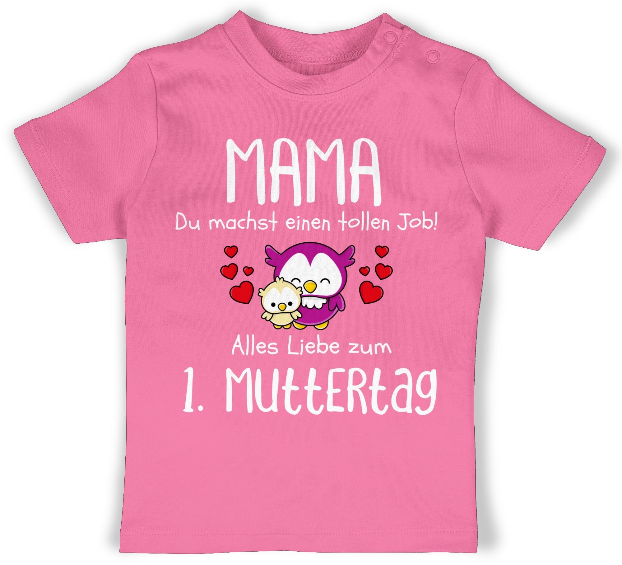 Muttertagsgeschenk Pink Shirtracer T-Shirt Job du 2 Mama I tollen machst 1. einen Muttertag