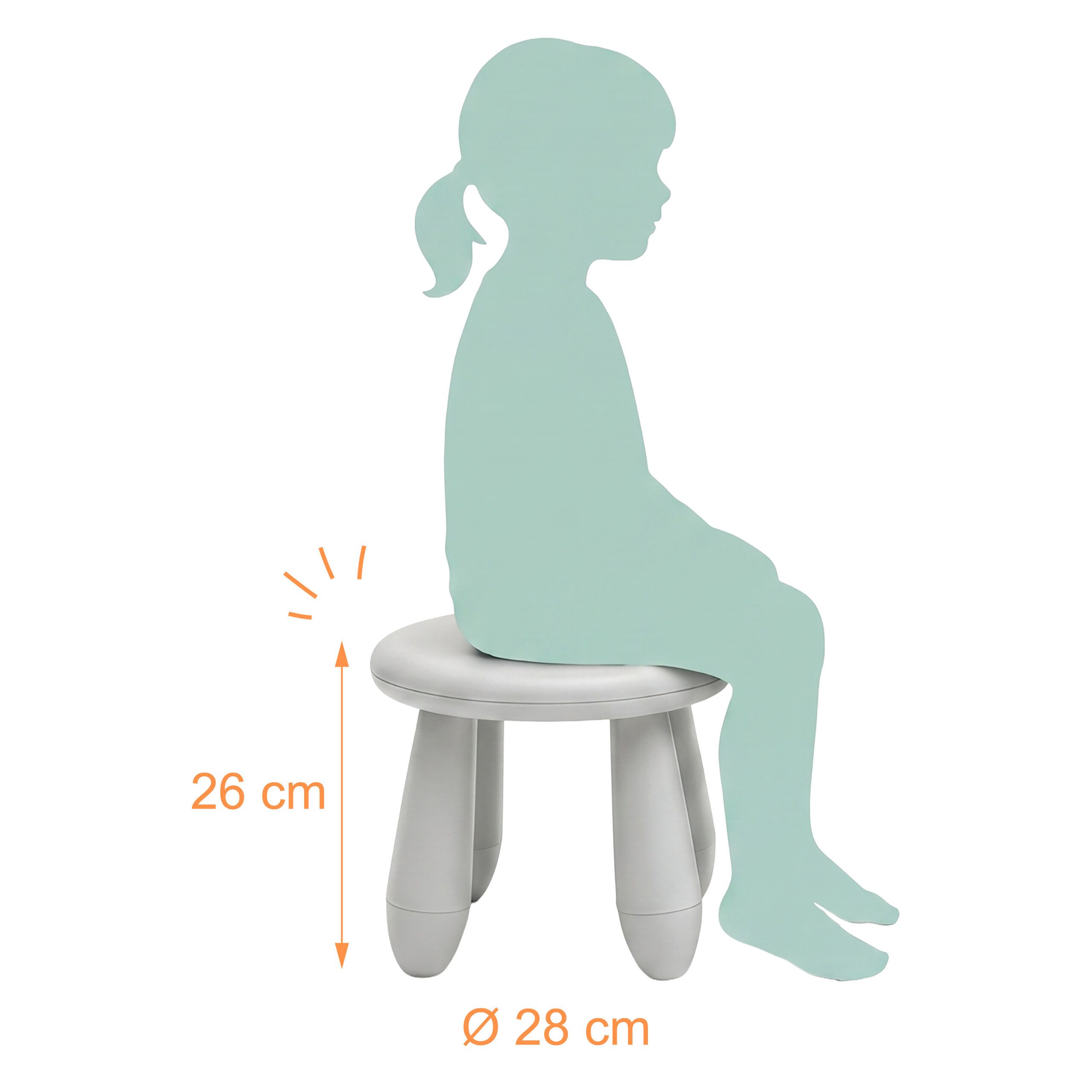 relaxdays Kinderhocker Sitzhocker für Kleinkinder (1 St), weiß – Bild 4 von 5