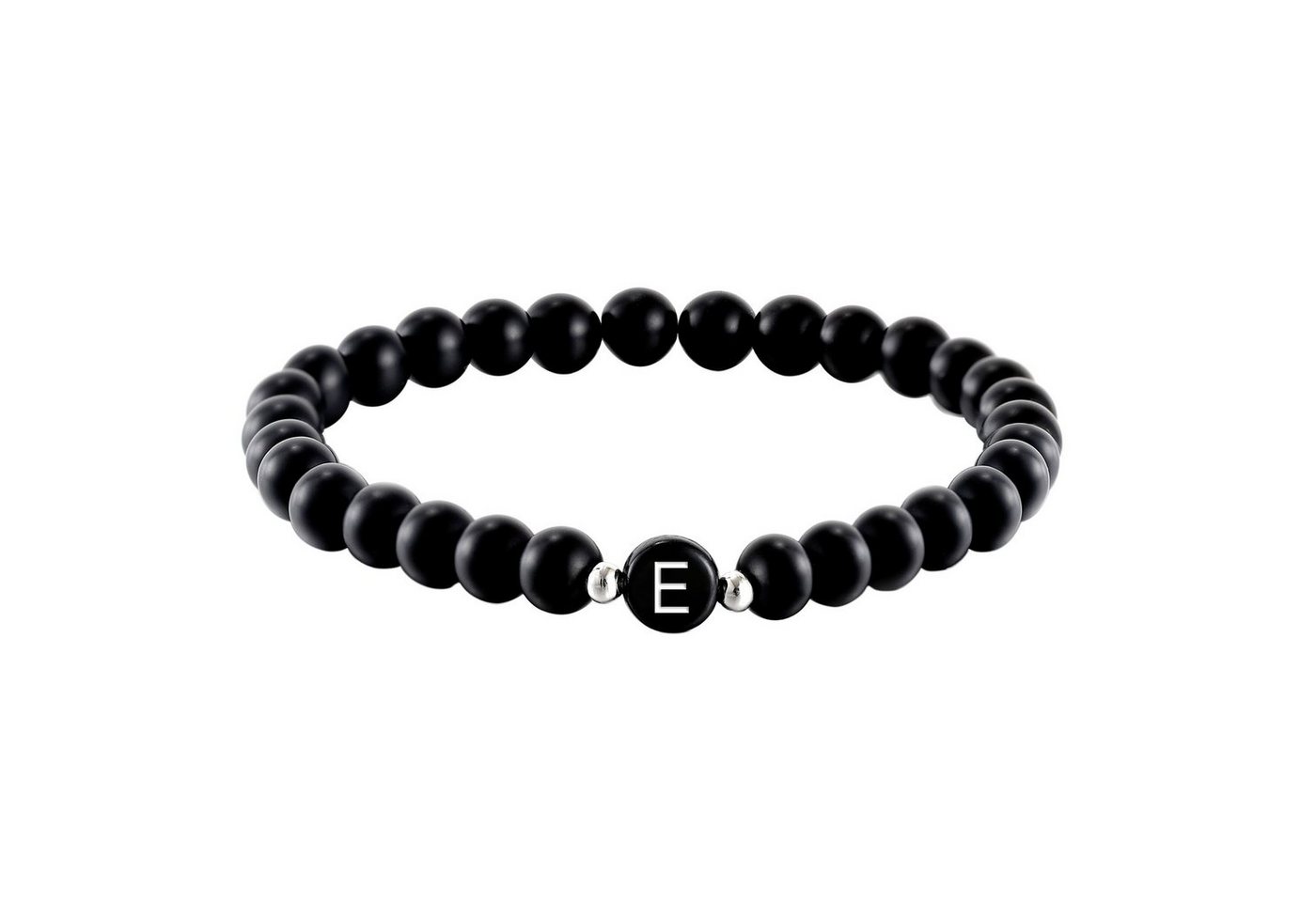Kim Johanson Armband Onyx mit Buchstaben, personalisiert, elastisch, Geschenk