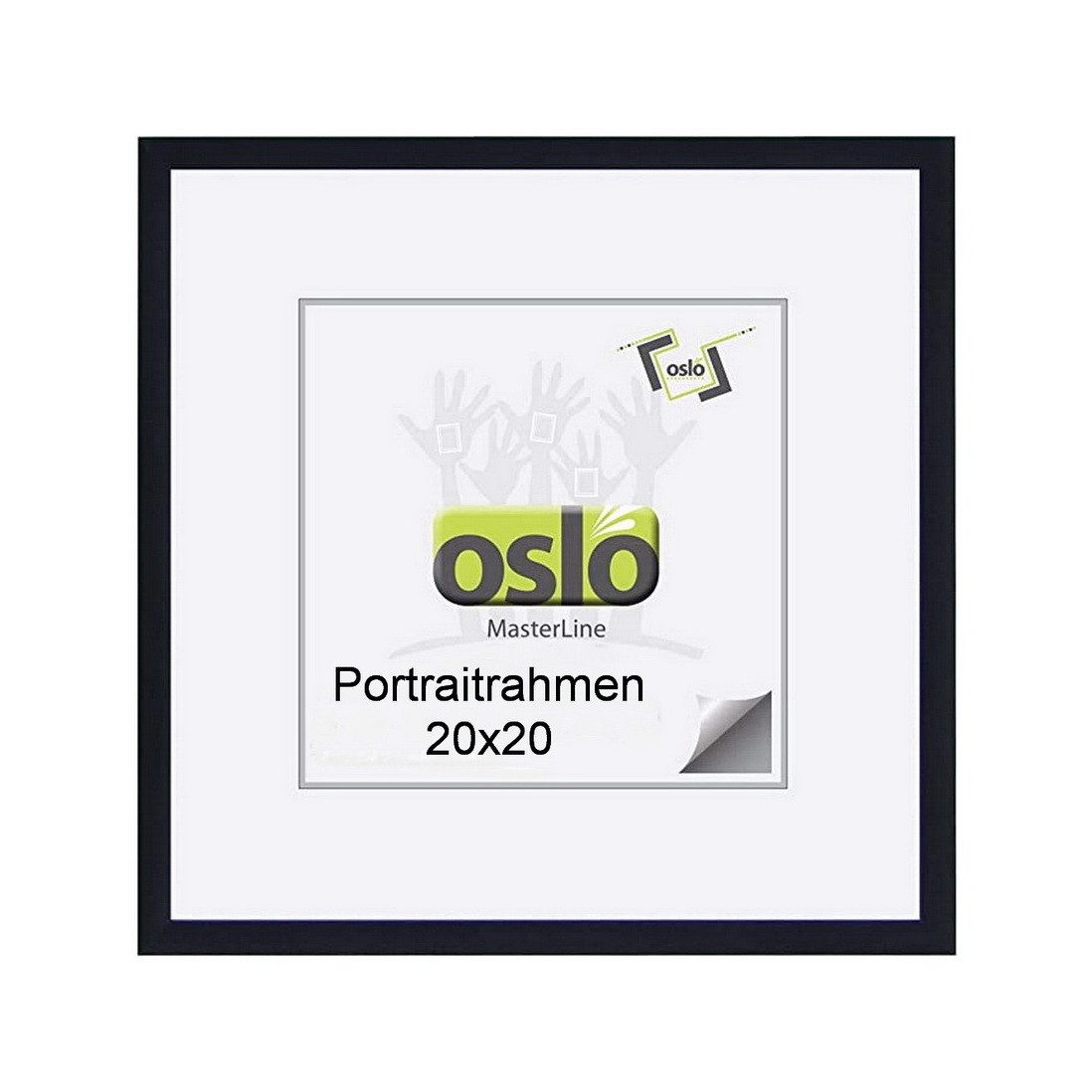 Oslo MasterLine Fotohalter Bilderrahmen 20 x 20 cm quadratisch Alu oder Holz schmal Aufsteller, 20 x 20 cm Holz massiv Rahmenfarbe schwarz