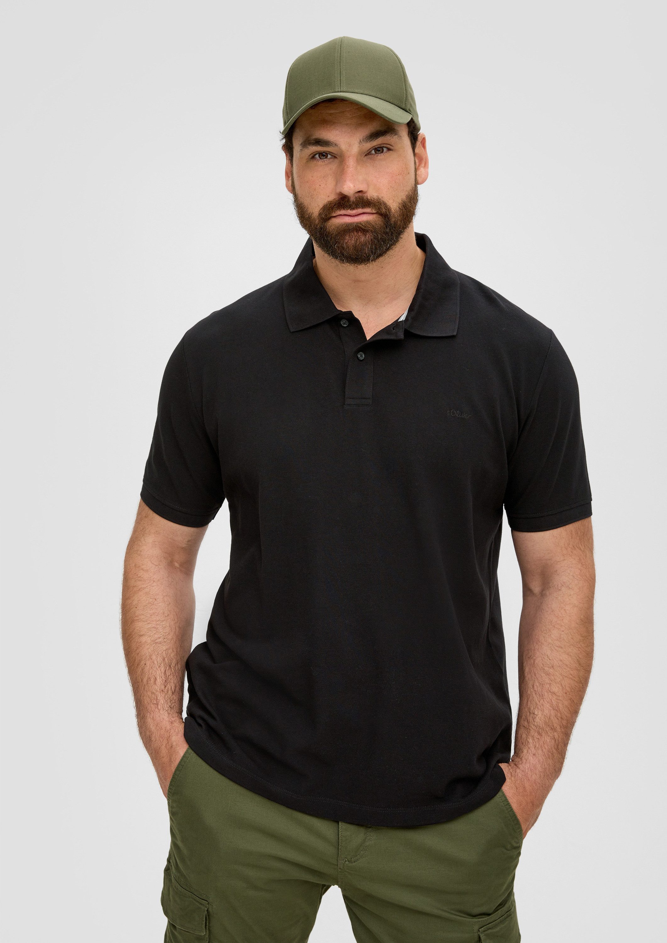 s.Oliver Kurzarmshirt Polo-Shirt Poloshirt aus Baumwollpiqué