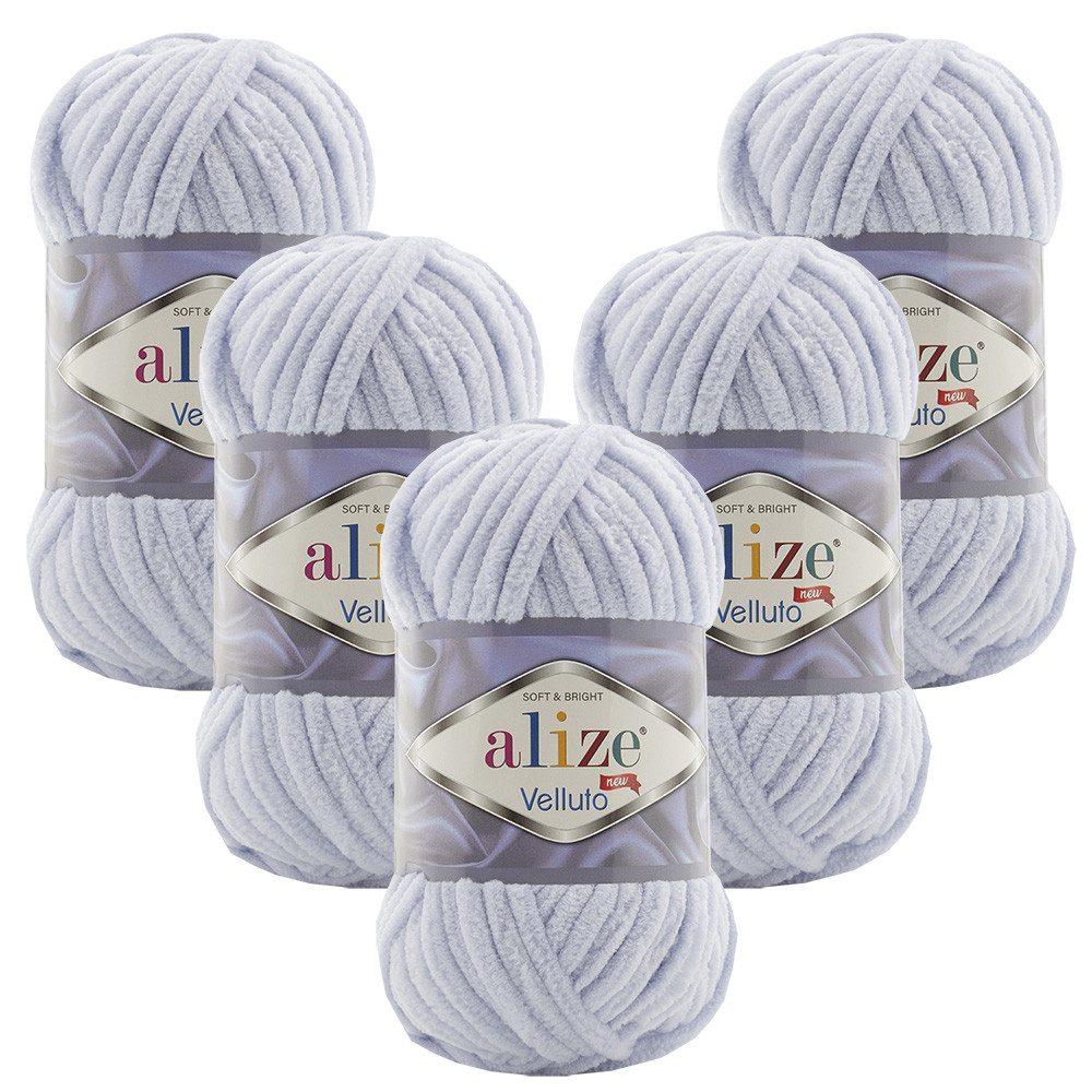 Alize 5 x ALIZE Velluto Häkelwolle, 68 m, Chenillegarn,Kuschelweich für Babydecken, Amigurumi,Samtwolle