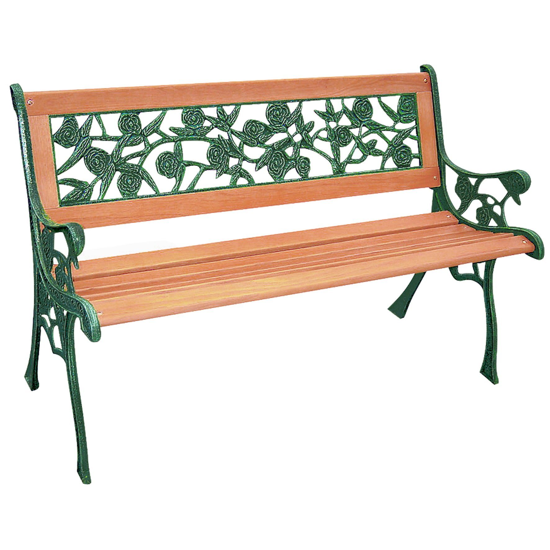 dynamic24 Gartenbank, Holz Eisen Rosen Parkbank günstig online kaufen