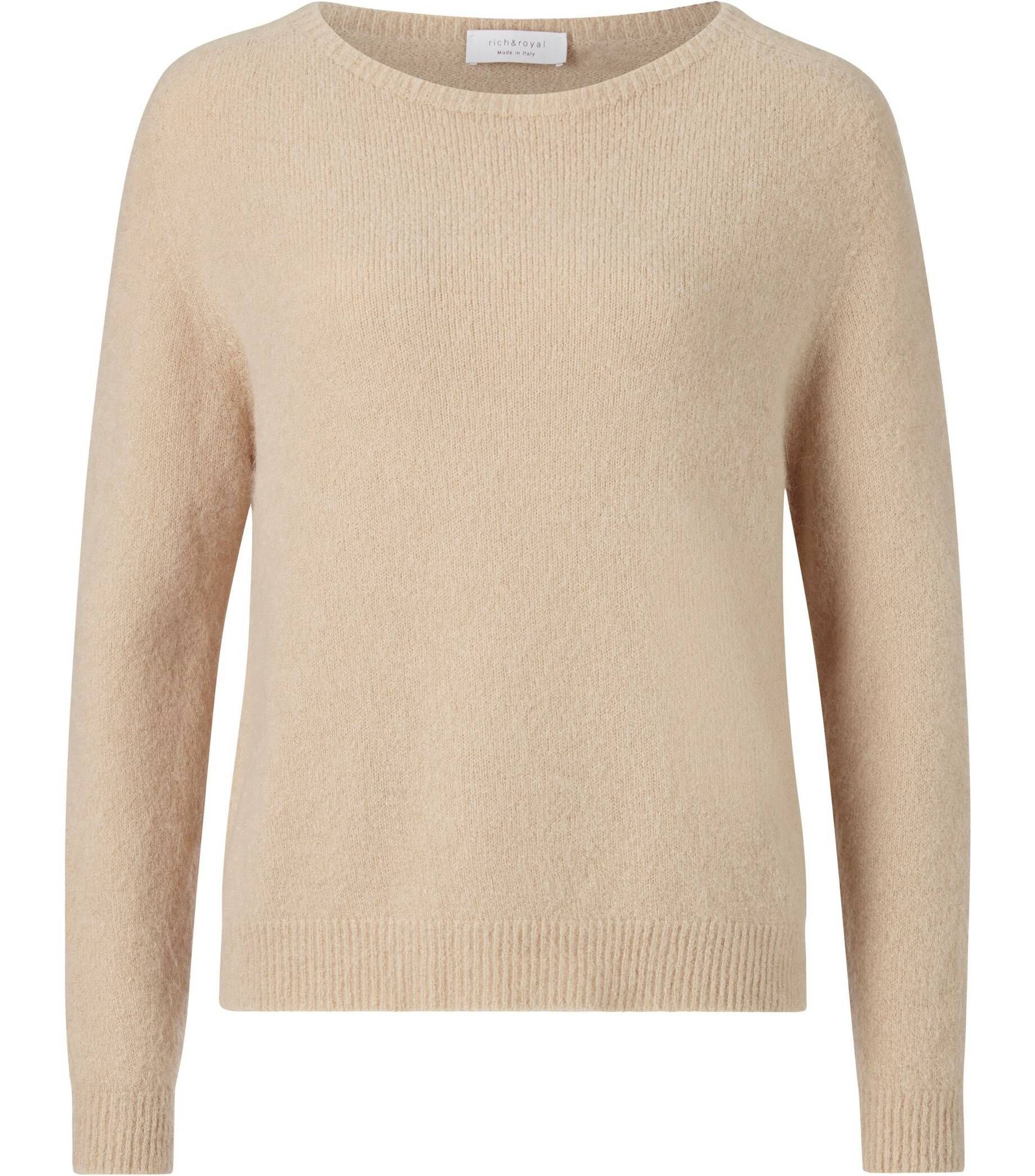 Rich & Royal Strickpullover Damen Strickpullover COZY CREW NECK mit Alpaka (1-tlg) sand (21)