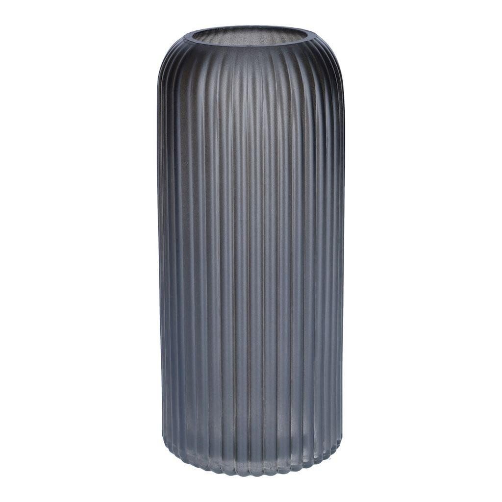 INNA-Glas Dekovase Dekovase ALBURGIS mit Rillen, Glas, grau-metallic, 20cm, Ø8,7cm