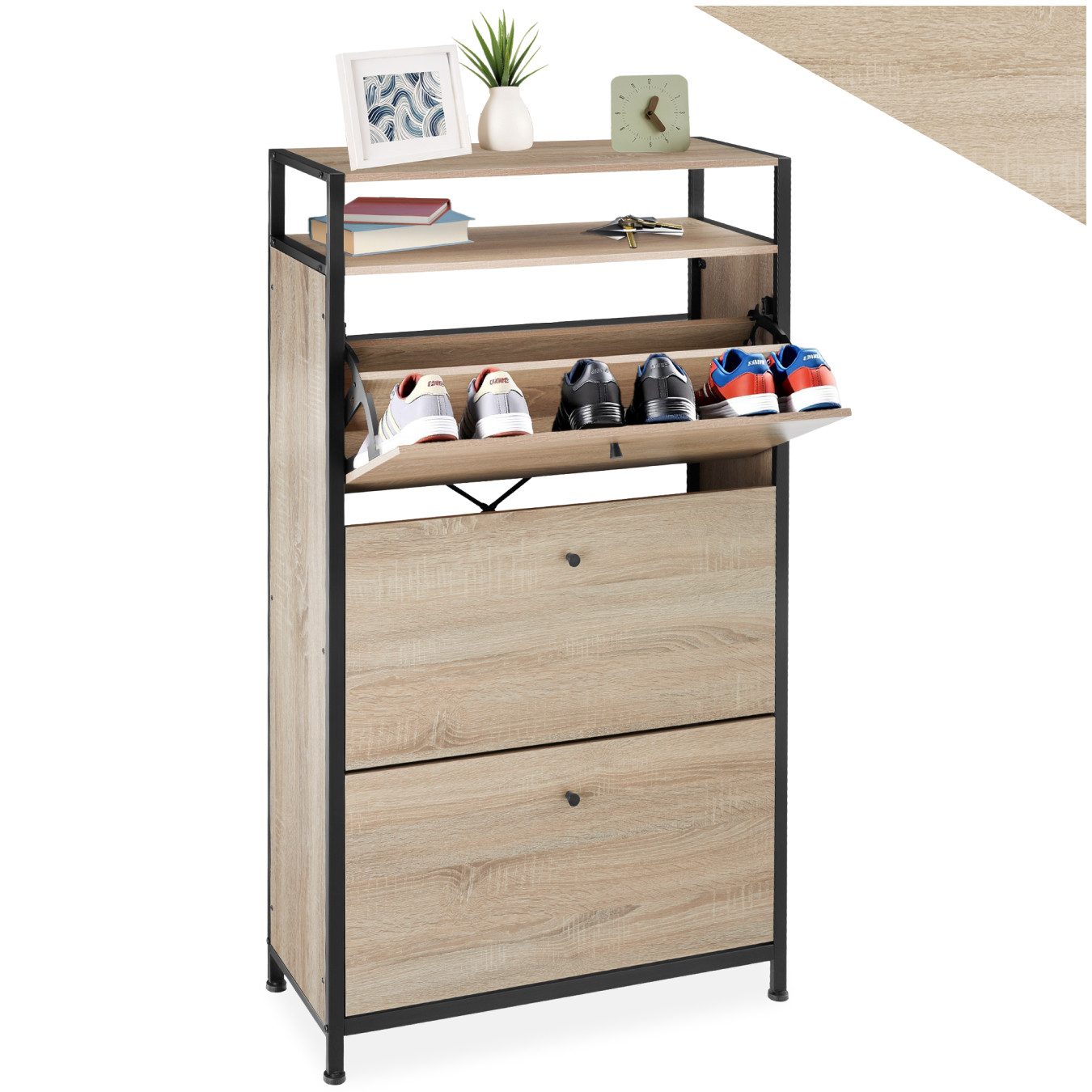 tectake Schuhschrank Braddock (Komplettset, 1-St., inkl. Schlüssel) Industrial Style