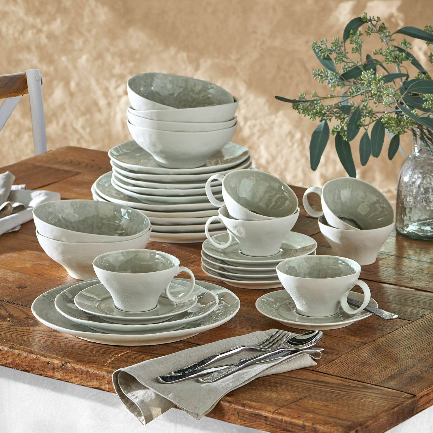 Mirabeau Geschirr-Set Geschirr 30er Set Braganza grün, Porzellan