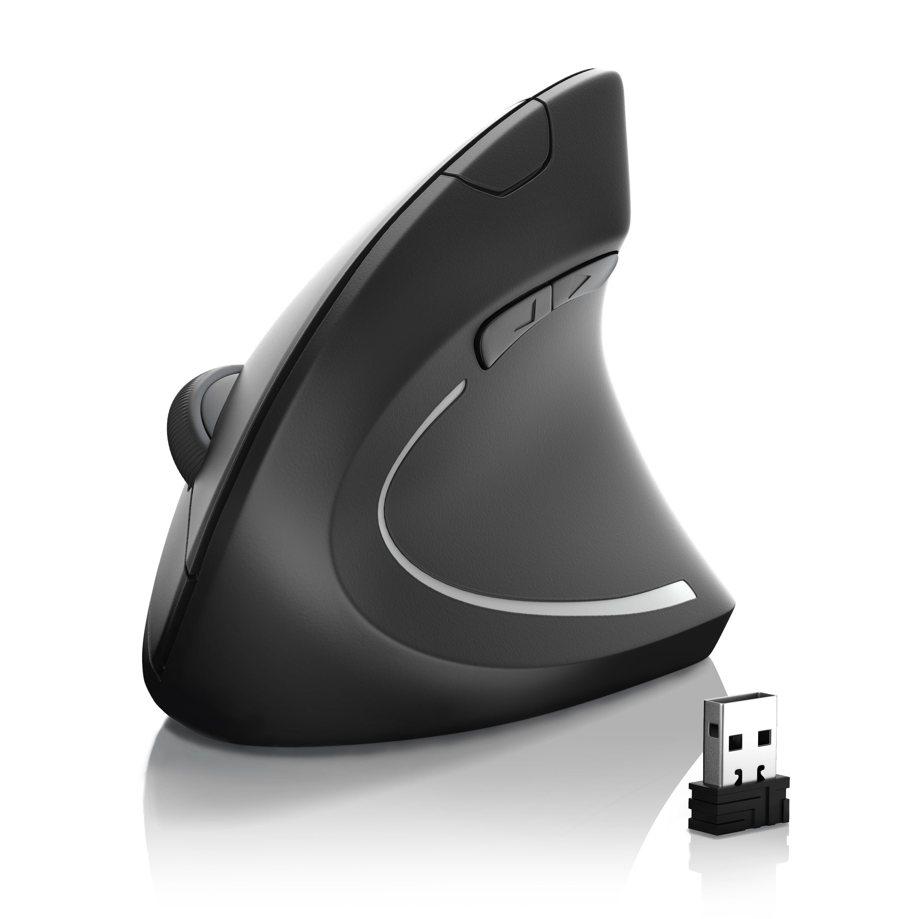 CSL Vertikale Mouse, optischer Sensor, kabellos, BT + 2,4 Ghz Funk ergonomische Maus (Bluetooth, Funk, 2400 dpi, Wireless Bluetooth und …