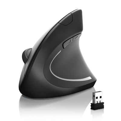 CSL ergonomische Maus (Optische Wireless kabellos Funk Maus - Bluetooth + 2,4 Ghz Funk - vertikale Ausführung - ergonomisches Design - Vorbeugung gegen Mausarm Tennisarm - besonders armschonend - 5 Tasten)