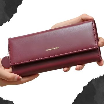 S&T Design Brieftasche Damen Portemonnaie PU Leder Groß (Frauen Clutch, RFID Schutz Blocking, große Kapazität Lang), Reissverschluss Portmonee Rechteckig Geldbörse Brieftasche