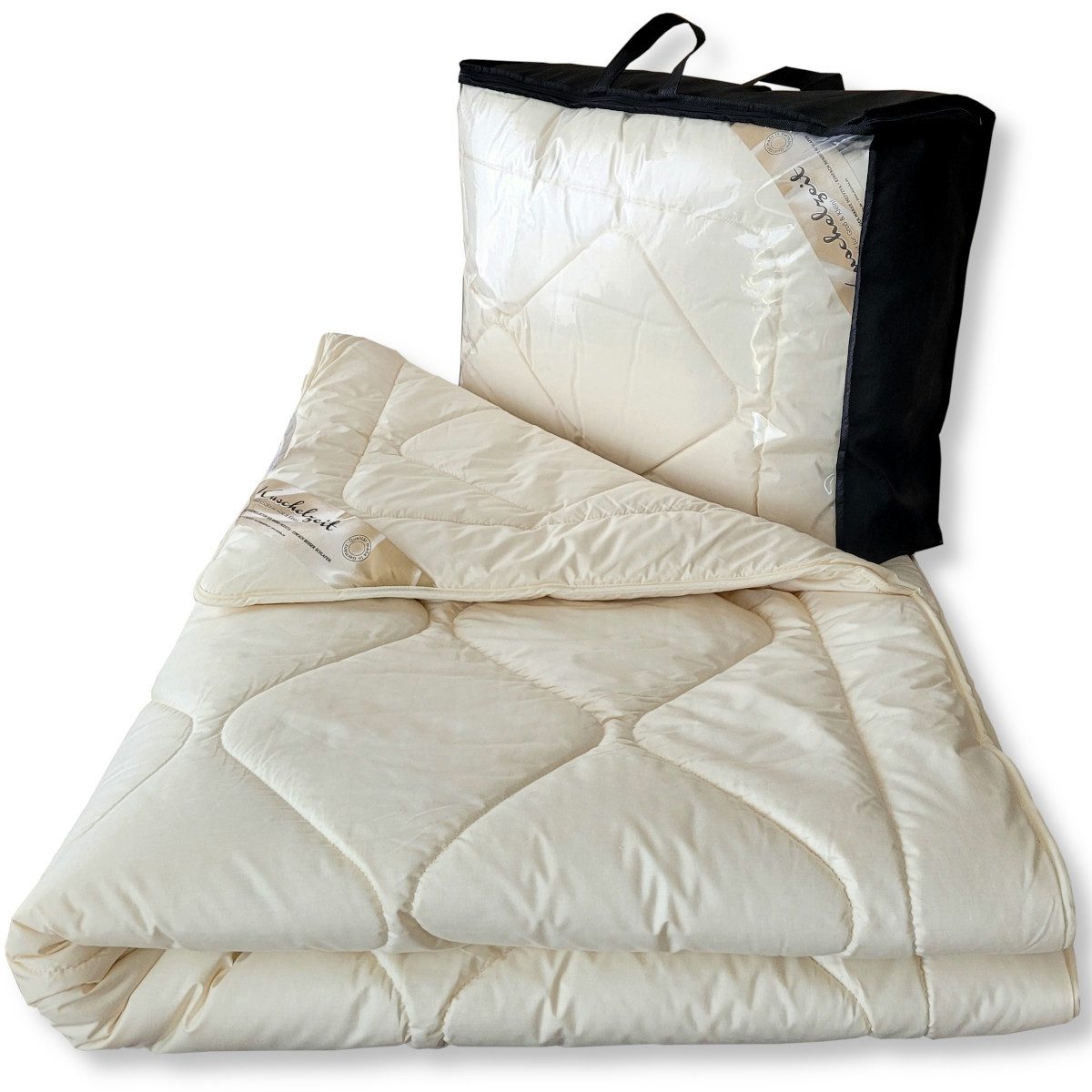 Meivita Naturhaarbettdecke Merino Schafschurwolle Winterdecke mit Zirbe, Füllung: 100% Wolle (mit Zirbespänen), Bezug: 100% Baumwolle, Bettdecke Hergestellt in Deutschland