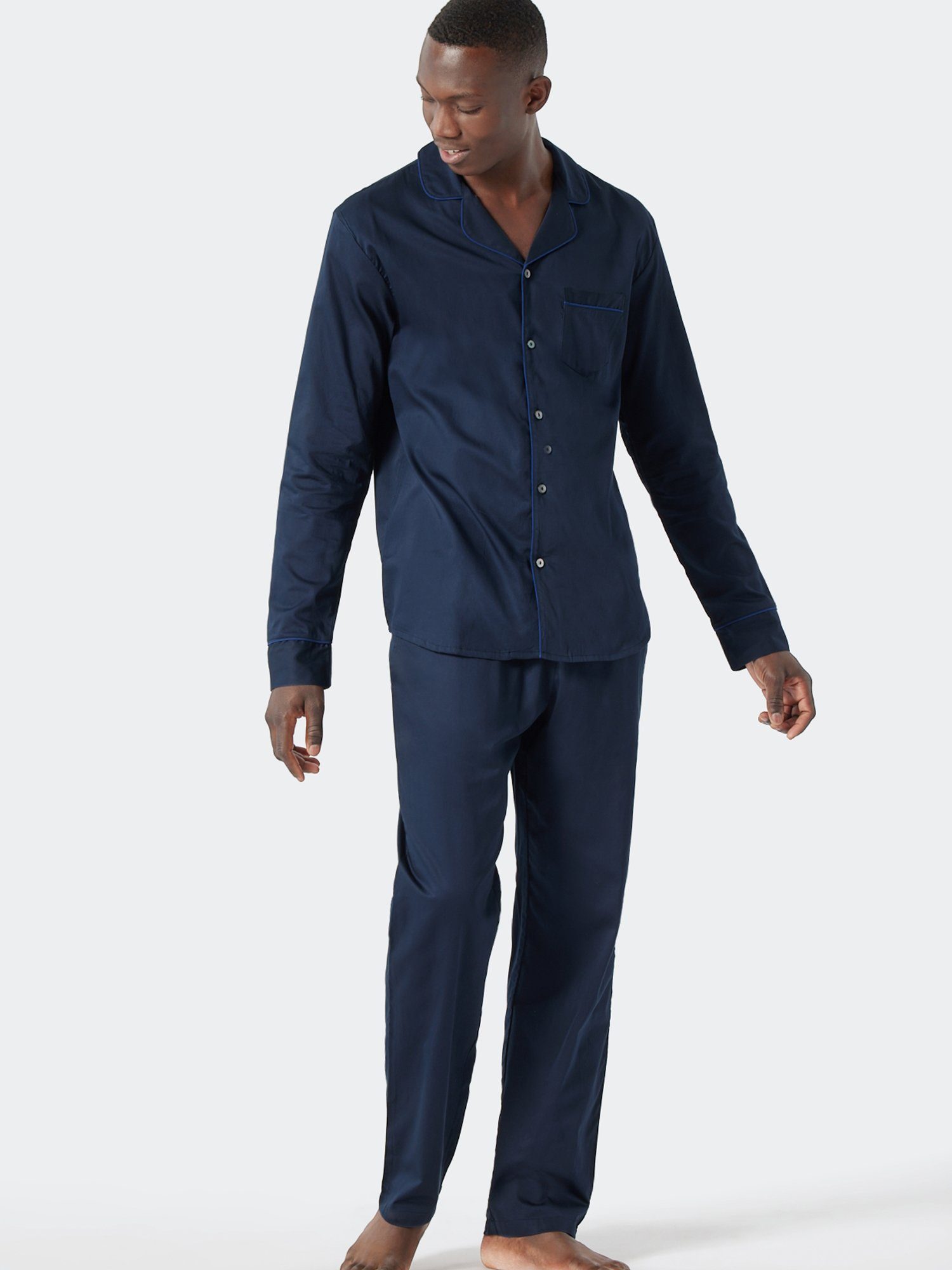 Schiesser Pyjama selected premium inspiration dunkelblau