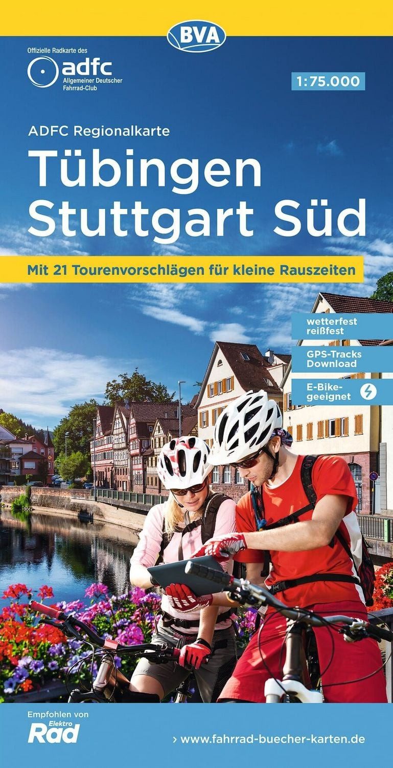ADFC-Regionalkarte Tübingen - Stuttgart Süd, 1:75.000, reiß- und wette / diverse, Mit 21 Tourenvorschlägen für kleine Rauszeiten