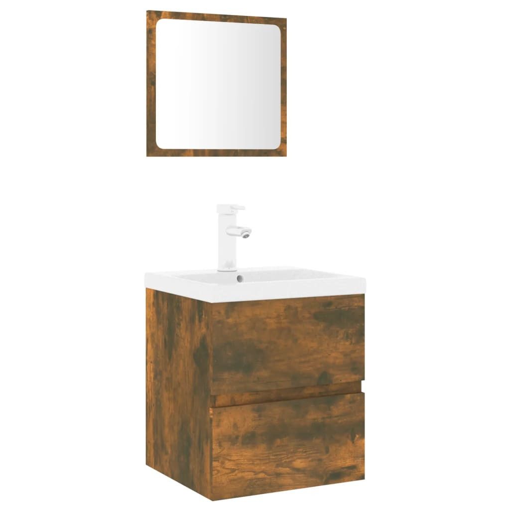 vidaXL Badezimmer-Set Badmöbel-Set Räuchereiche Holzwerkstoff, (1-St) günstig online kaufen