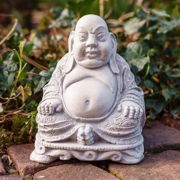 Aubaho Gartenfigur Skulptur lachender Buddha Glücksbuddha Figur Statue massiv Antik-Stil