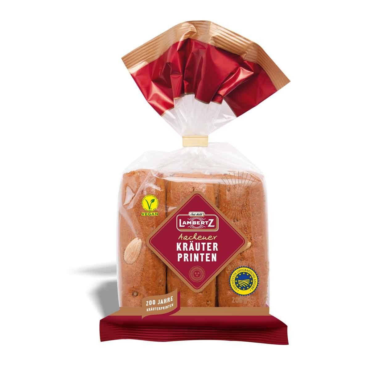 Lambertz Süßigkeit, Lambertz Kräuter Printen die würzigen Aachener Originale 200g