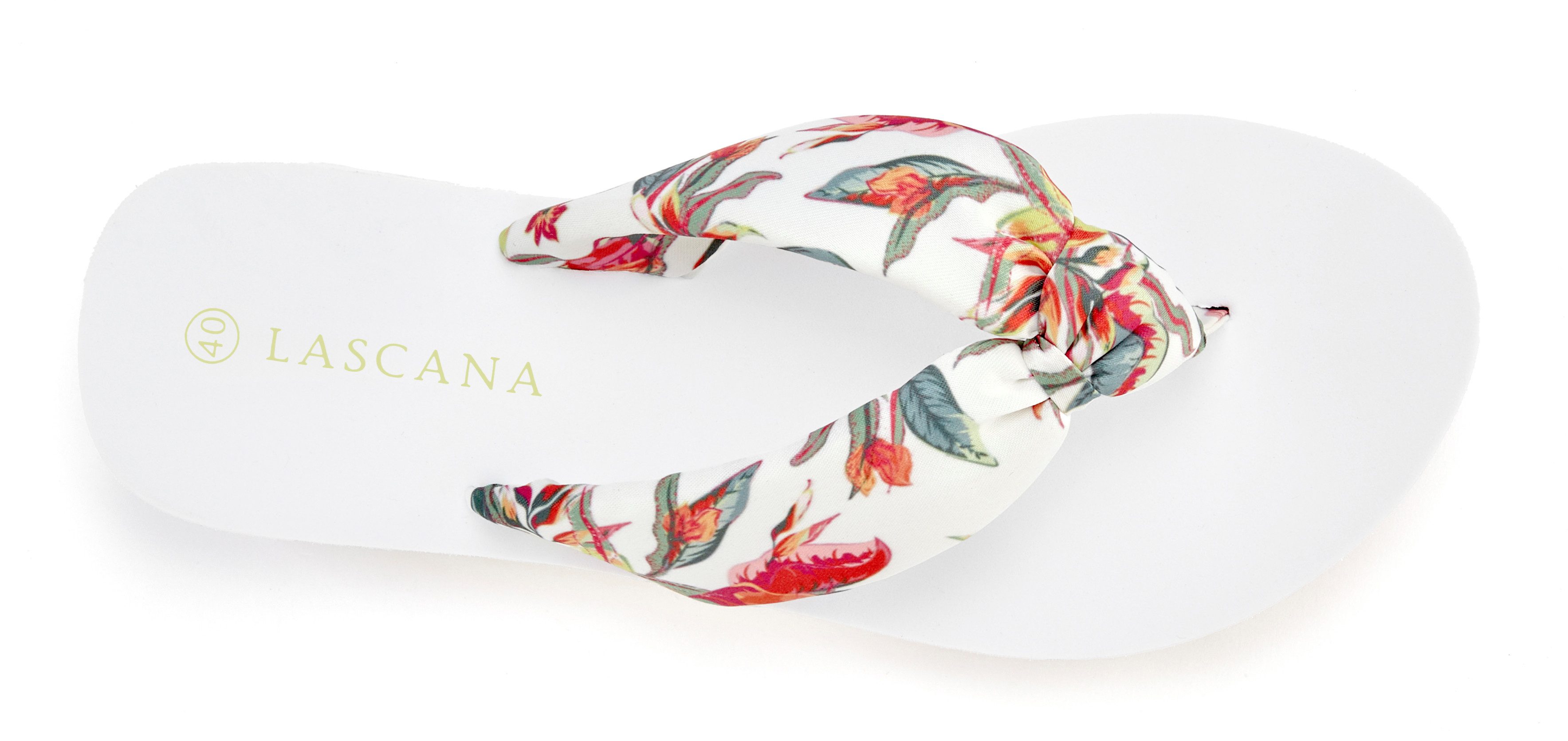 LASCANA Sandale, Badeschuh, Pantolette, Badelatsche, Flip Flop, Sommerschuh, Badezehentrenner Zehentrenner ultraleicht mit softem Band VEGAN
