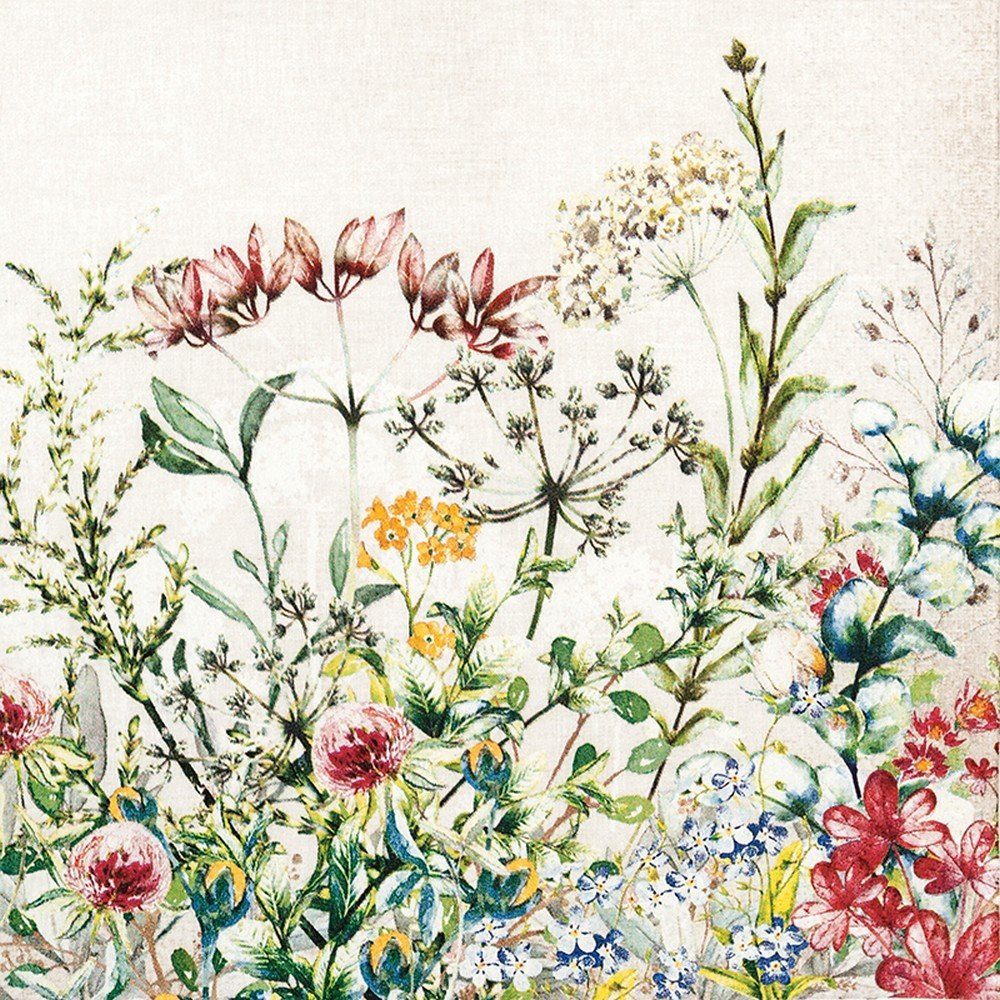 HOME FASHION Papierserviette 20 Servietten Wild Meadow - Wilde Blumenwiese 33x33cm, (20 St)