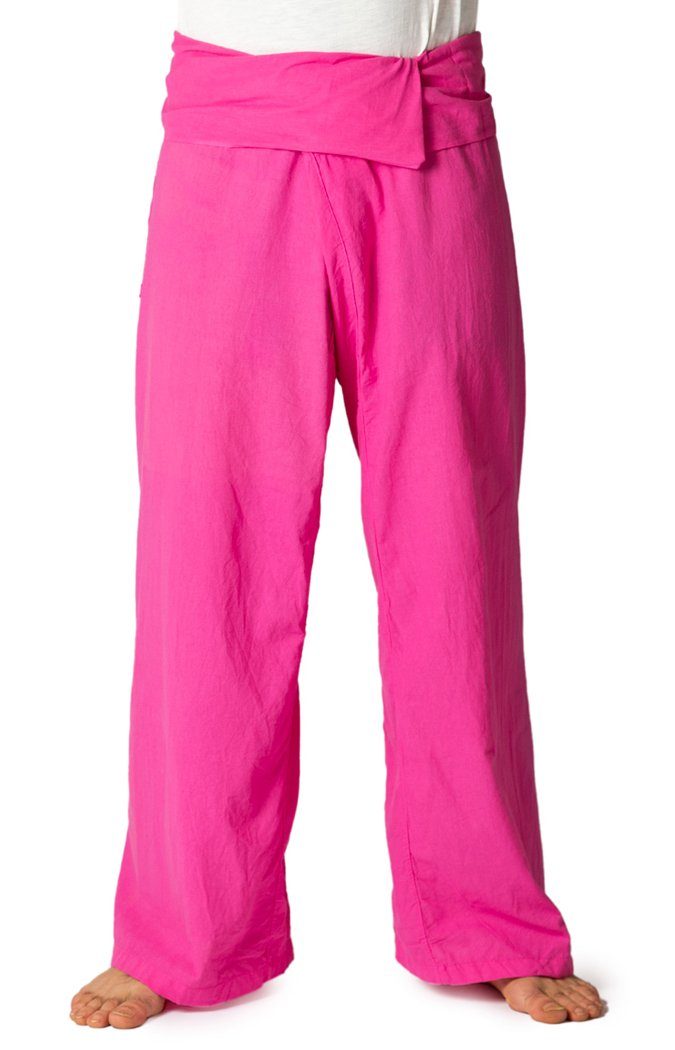 PANASIAM Wellnesshose Thai Fischerhose Classic bequeme Unisex Wickelhose aus Baumwolle als Yogahose Freizeithose Relaxhose loose fit rosa