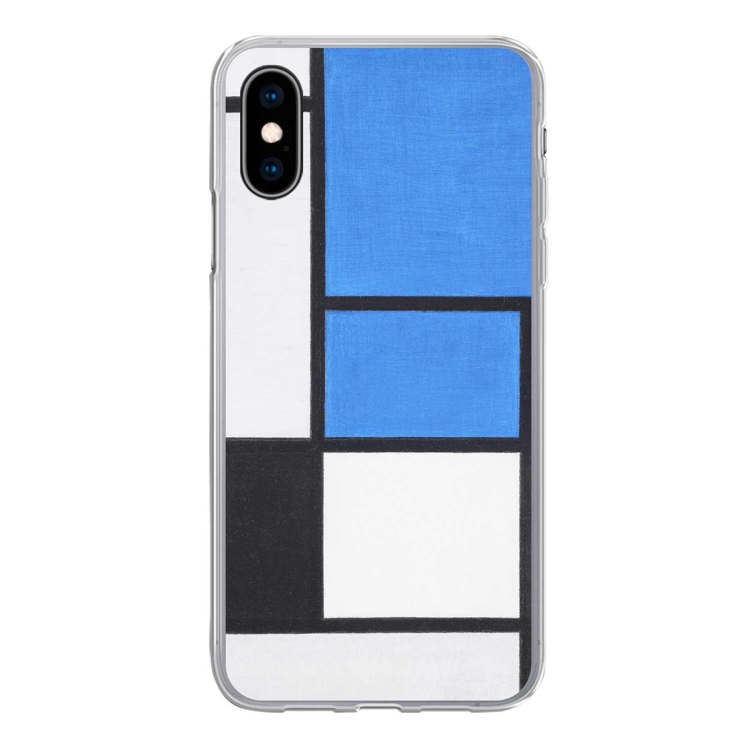 MuchoWow Handyhülle für Apple iPhone X Komposition mit Blau, Rot, Schwarz, Gelb und Grau -, Smartphone-Bumper, Print, Handy Schutzhülle Dünn