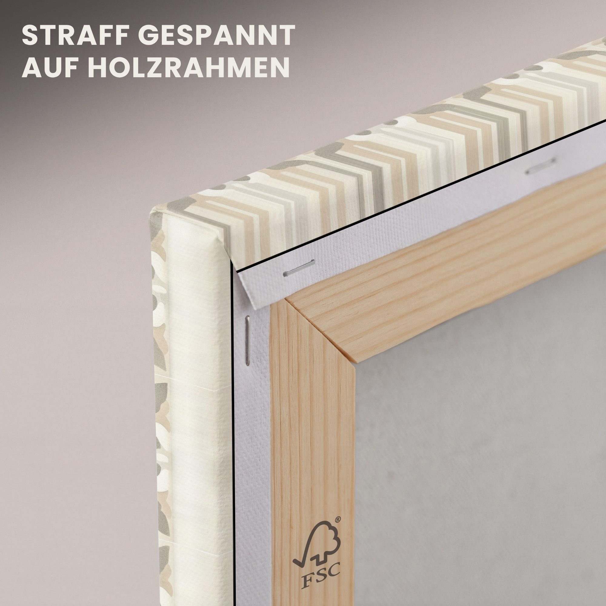 OneMillionCanvasses® Leinwandbild Fliese - Motiv - Beige, Fotodruck (1 St), Leinwand Bilder Klein, Wand Dekoration Aesthetic 30x20 cm – Bild 5 von 5