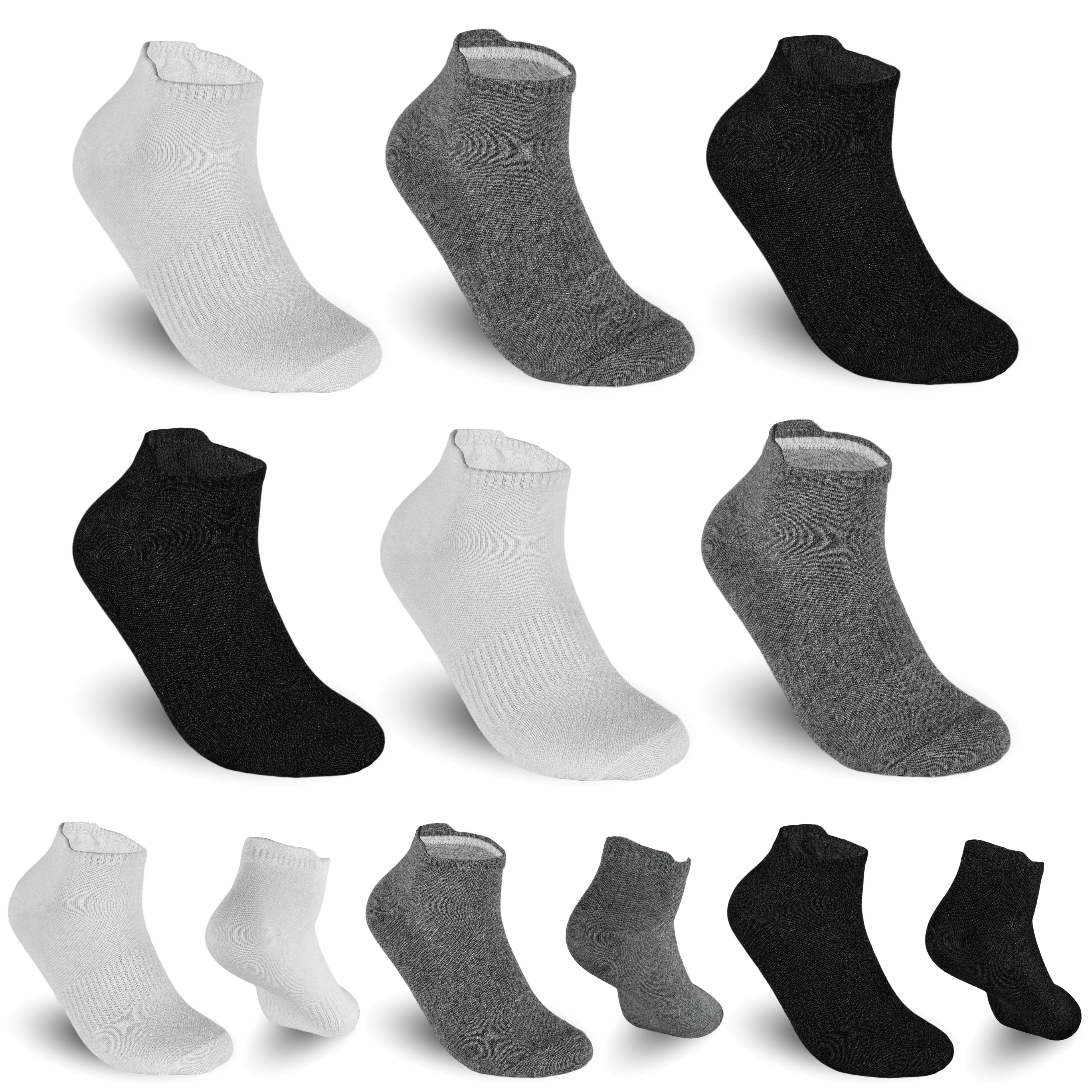 TEXEMP Sneakersocken 12 bis 36 Paar Sneaker Socken Herren Damen Mehrfarbig  Baumwolle Freizeit Sport Kurzsocken Füßlinge Quarter Socks (Packung,  12-Paar) Sparpackung