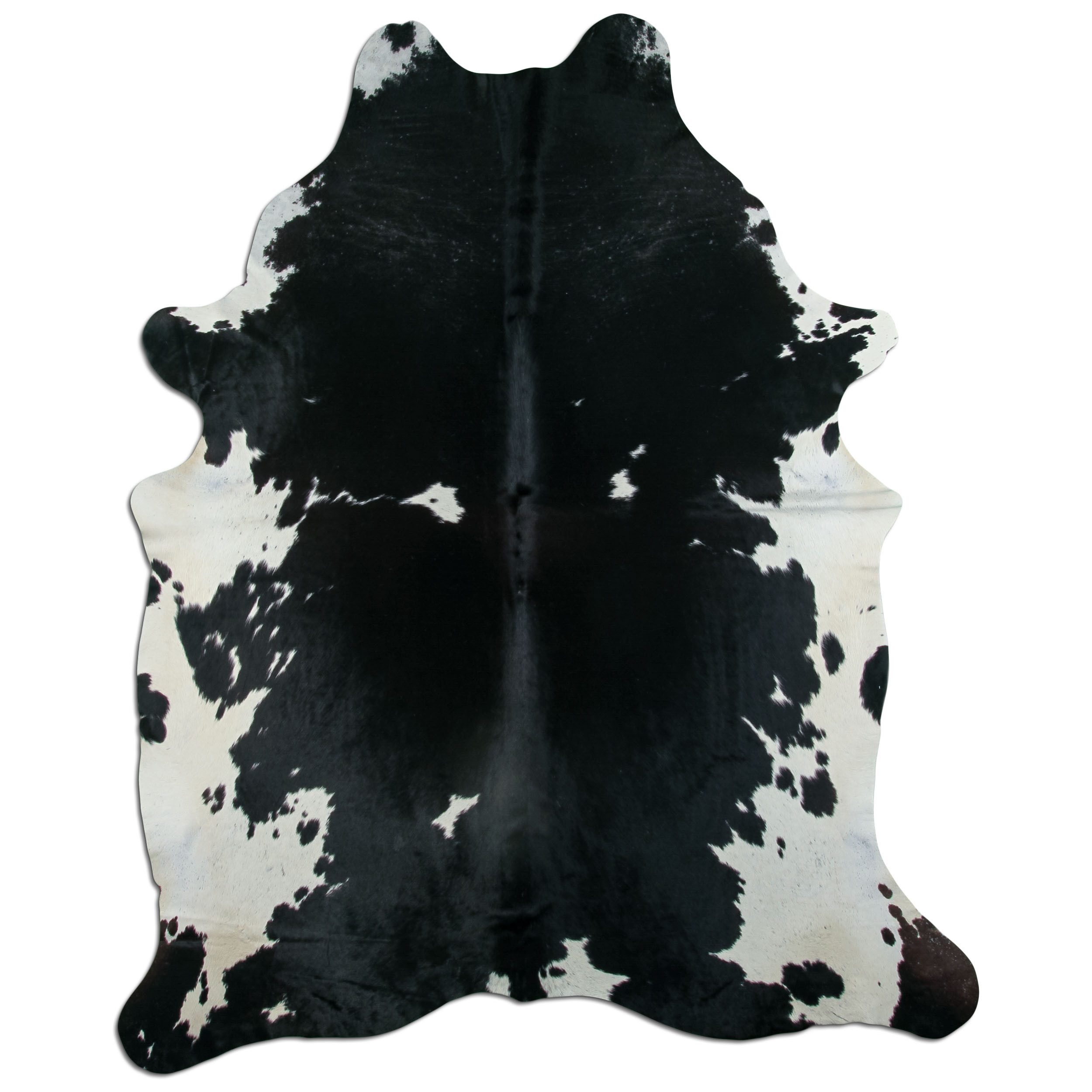 Livorio Fellteppich L240 x B190 cm - schwarz weiß, Kuhfell, Premium Kuhfell Teppich, Rinderfell, Echtfell, black and white