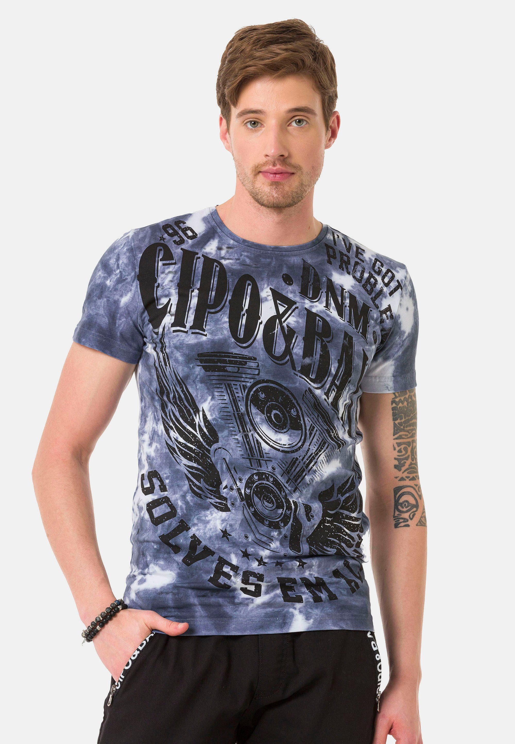 Cipo & Baxx T-Shirt mit coolen Prints blau