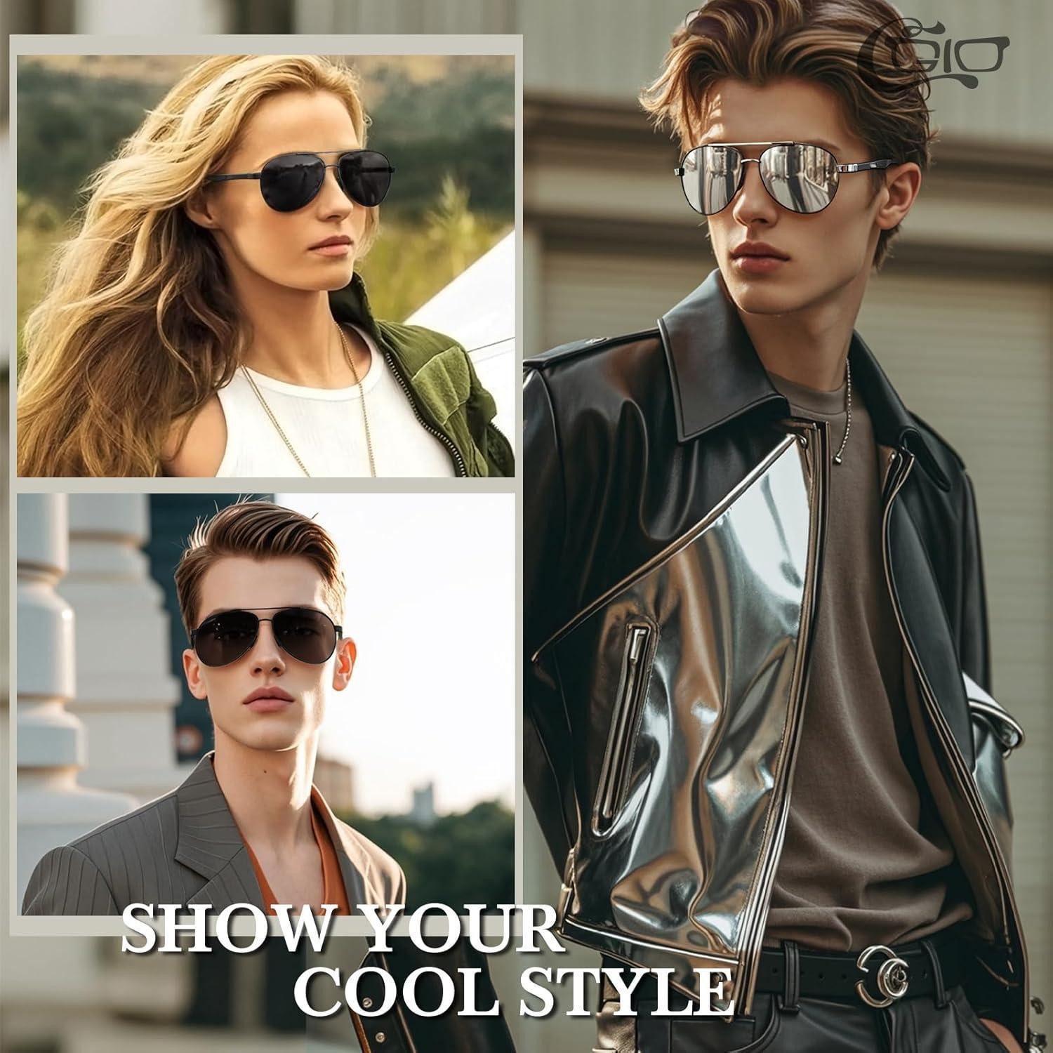 LuxusKollektion Pilotenbrille Sonnenbrille Herren Pilotenbrille Polarisiert UV400 H Schwarz Grau
