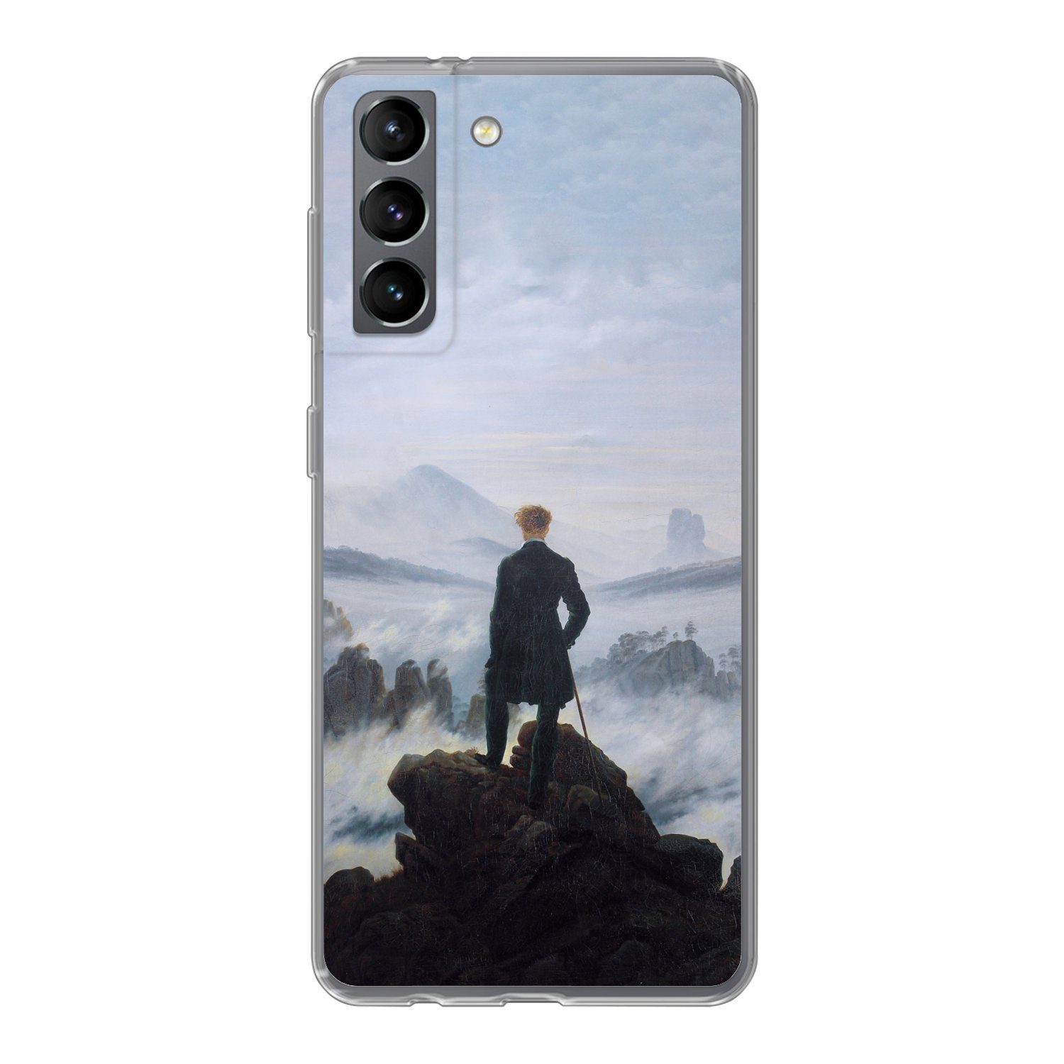 MuchoWow Handyhülle für Samsung Galaxy S21 Der Wanderer über dem Nebelmeer - Caspar David, Phone Case, Silikon, Schutzhülle Dünn