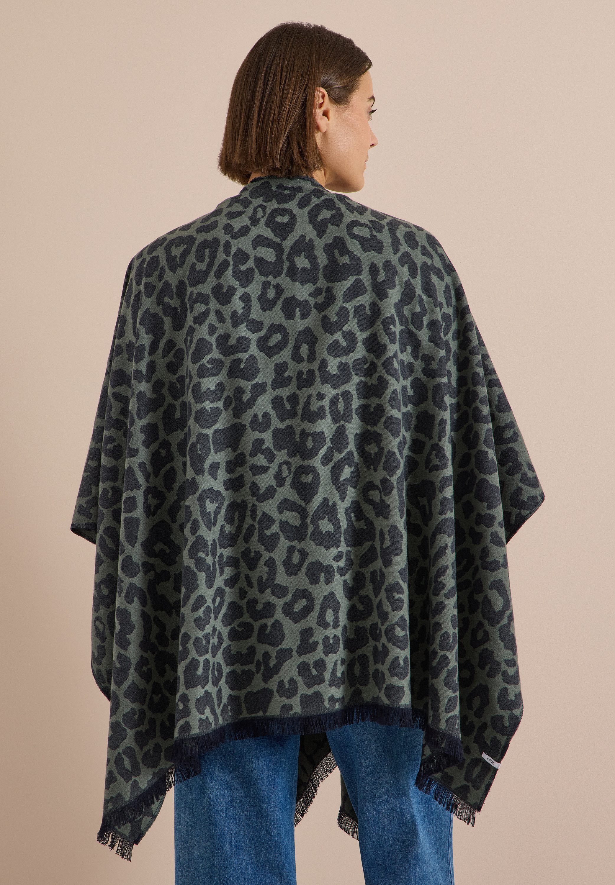 CECIL Strickponcho mit Leomuster