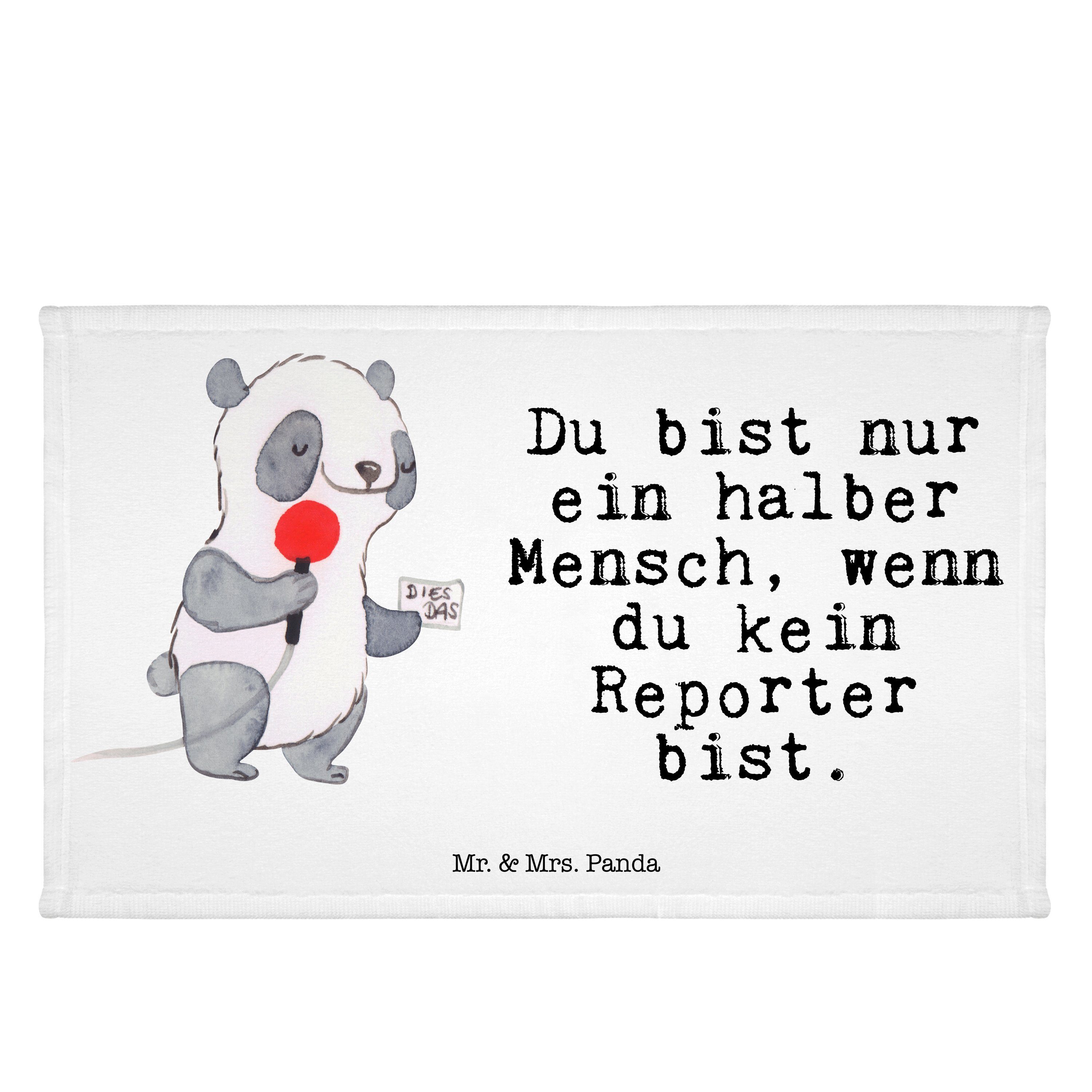 Mr. & Mrs. Panda Handtuch Reporter mit Herz - Weiß - Geschenk, Ausbildung, Sport Handtuch, Firm, (1-St)
