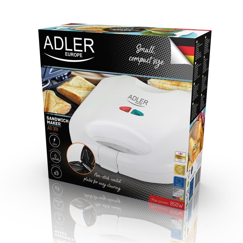 Adler Sandwichmaker AD 301, 750 Sandwich-Toaster, Watt, weiß