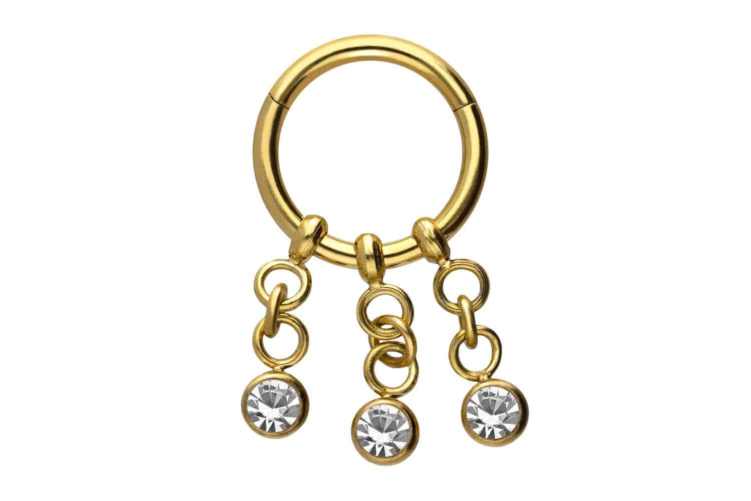 Nasenpiercing Chirurgenstahl Segmentring Clicker 3 KETTEN + KRISTALLE Ohrpiercing