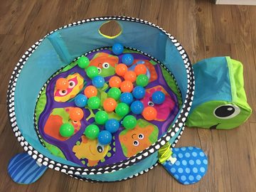HIYORI Laufgitter Baby Spielteppich mit Ozeanballzaun und Fitnessbogen, Sicher und Unterhaltsam für Babys Entwicklung