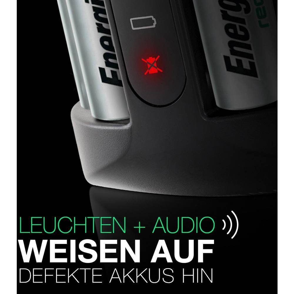 Energizer Steckerladegerät Pro-Charger inkl. 4 Mignon-Akkus 2000 mAh E300696601 Rundzellen-Lader (Akku-Defekt Erkennung, Minus-Delta-U Abschaltung)
