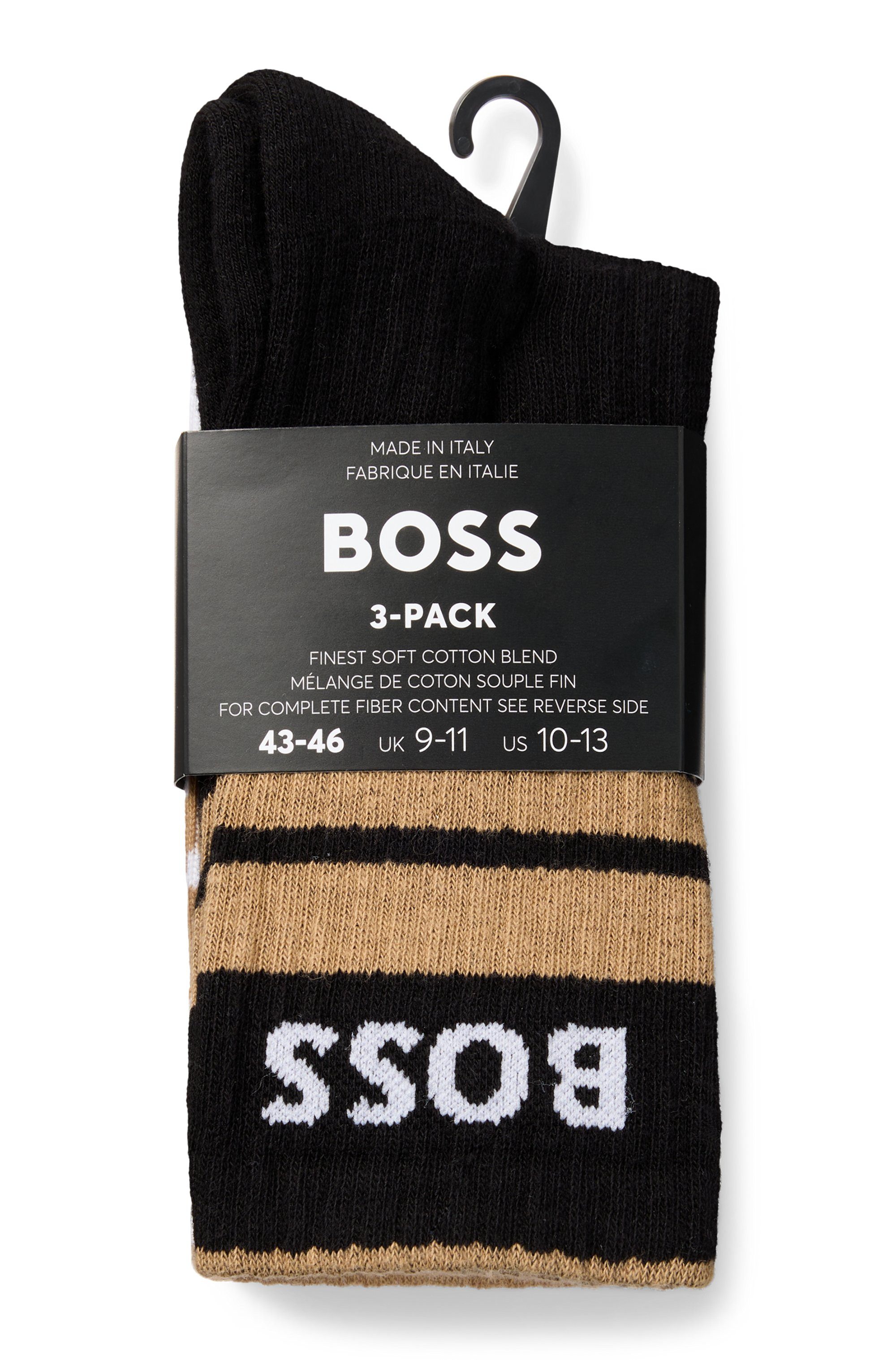 BOSS Freizeitsocken 3P QS Rib Stripe CC (Packung, 3-Paar) mit BOSS Logo