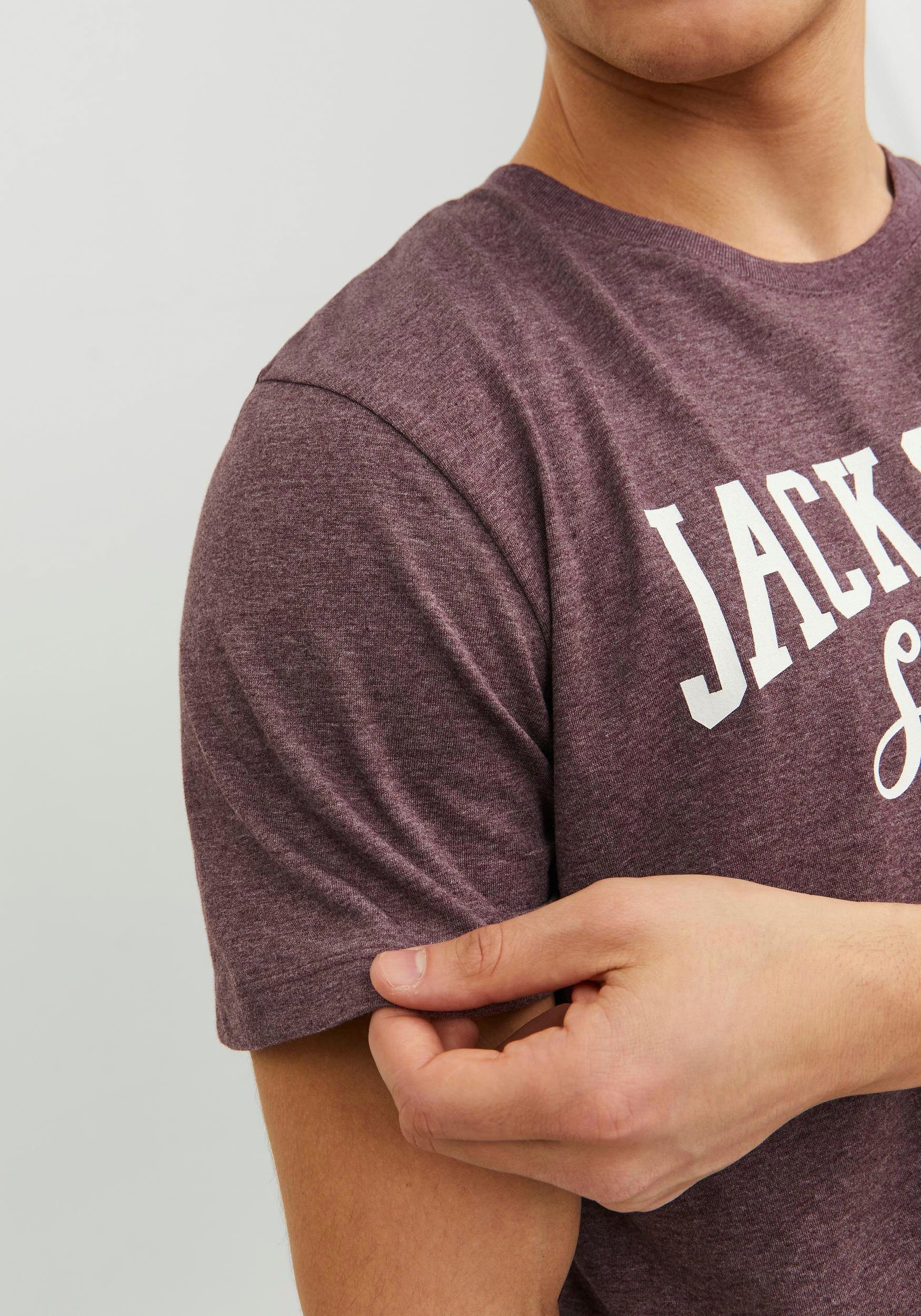Jack & Print-Shirt Jones SS AW23 O-NECK COL TEE Port 1 JJELOGO SN Royale MEL