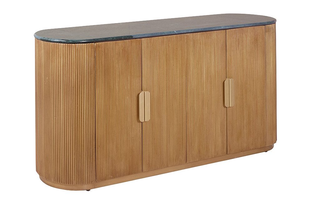 riess-ambiente Sideboard VENEZIANO 170cm messing/gold/grün - Mangoholz, massiv, Marmor, Ablage (Einzelartikel, 1 St), Modernes Highboard - ideal für Wohn- und Schlafzimmer oder Flur