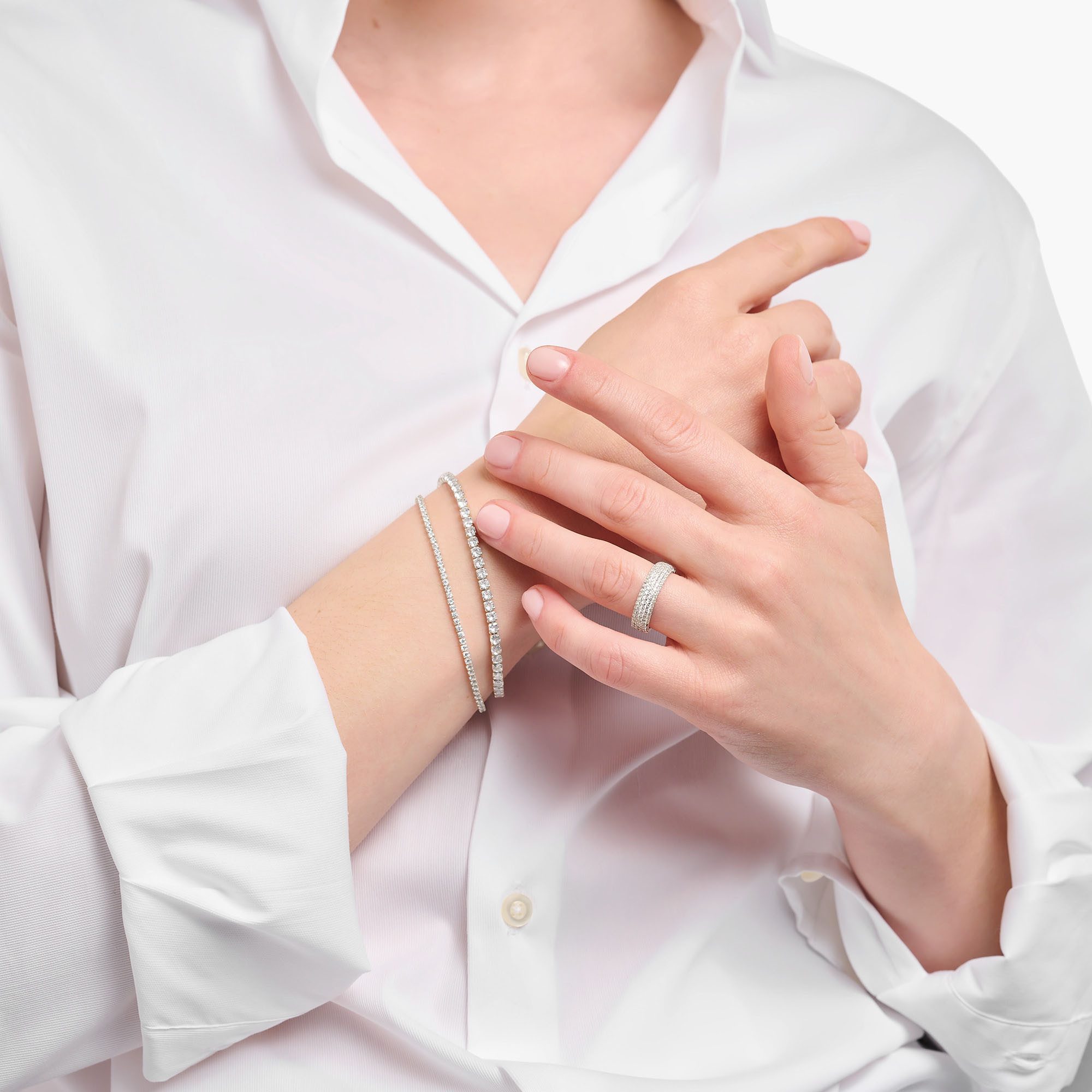 THOMAS SABO Tennisarmband weiß oder schwarz, mit Zirkonia (synth)