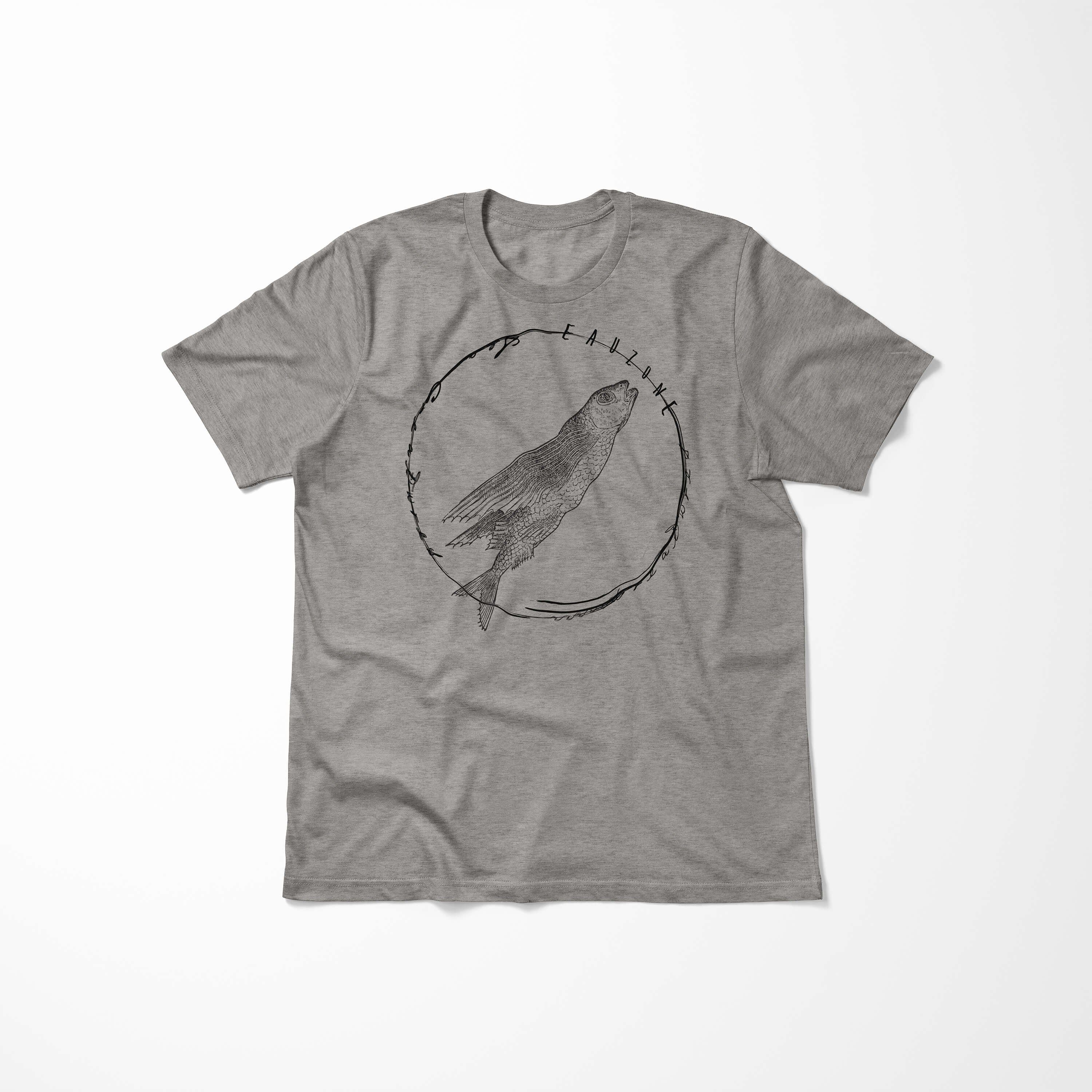 feine Fische T-Shirt Creatures, Struktur / Sinus Schnitt T-Shirt und sportlicher 085 Art - Ash Sea Tiefsee Serie: Sea