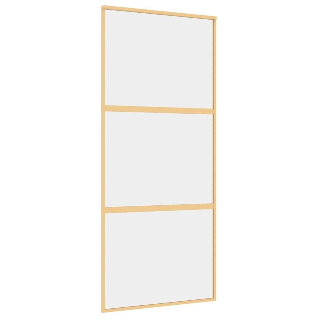 vidaXL Zimmertür Schiebetür Golden 90x205 cm ESG-Klarglas und Aluminium Zimmertür