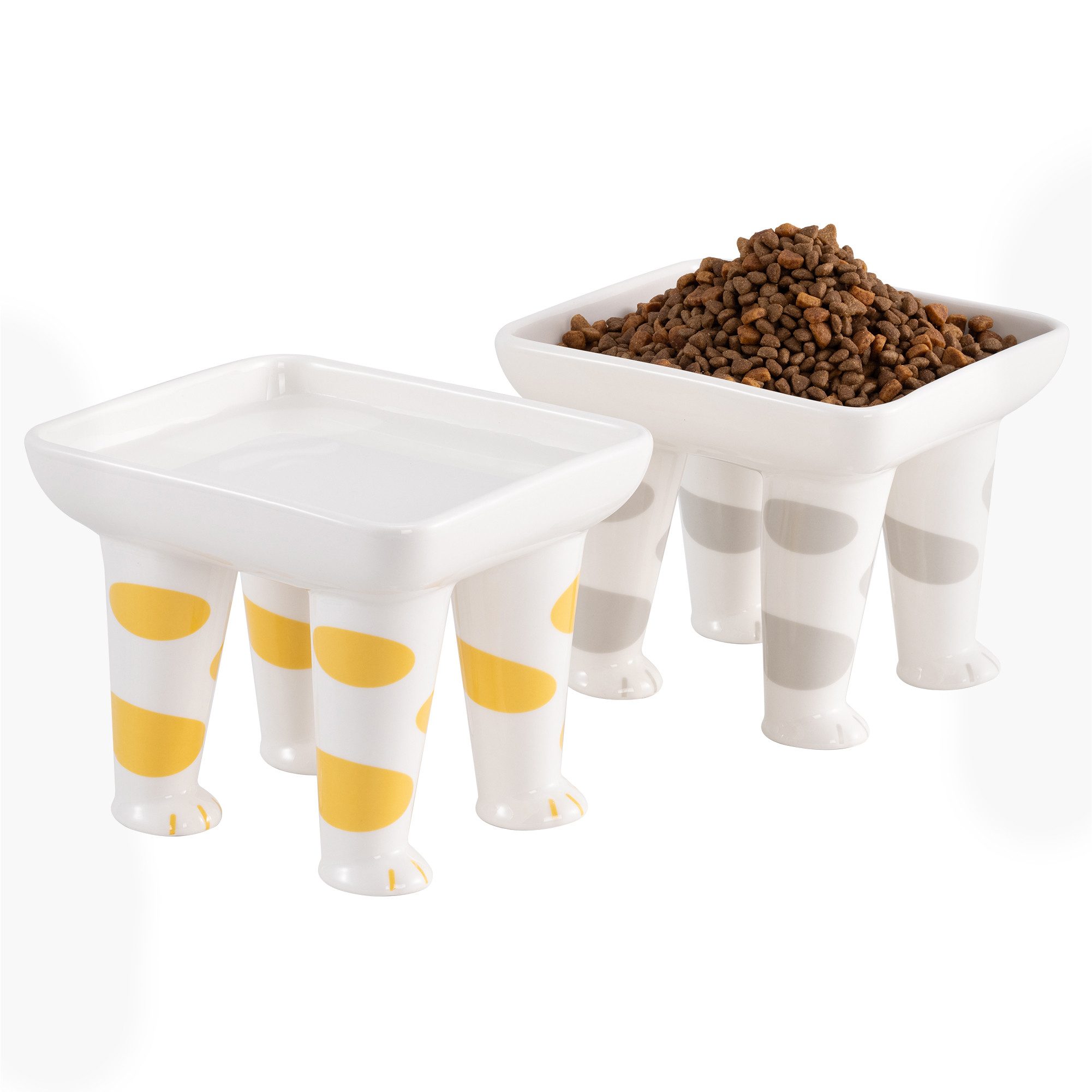 Napf Keramik Futternapf Katze 2er Set - 400ml Fressnapf - Katzennapf Pfote