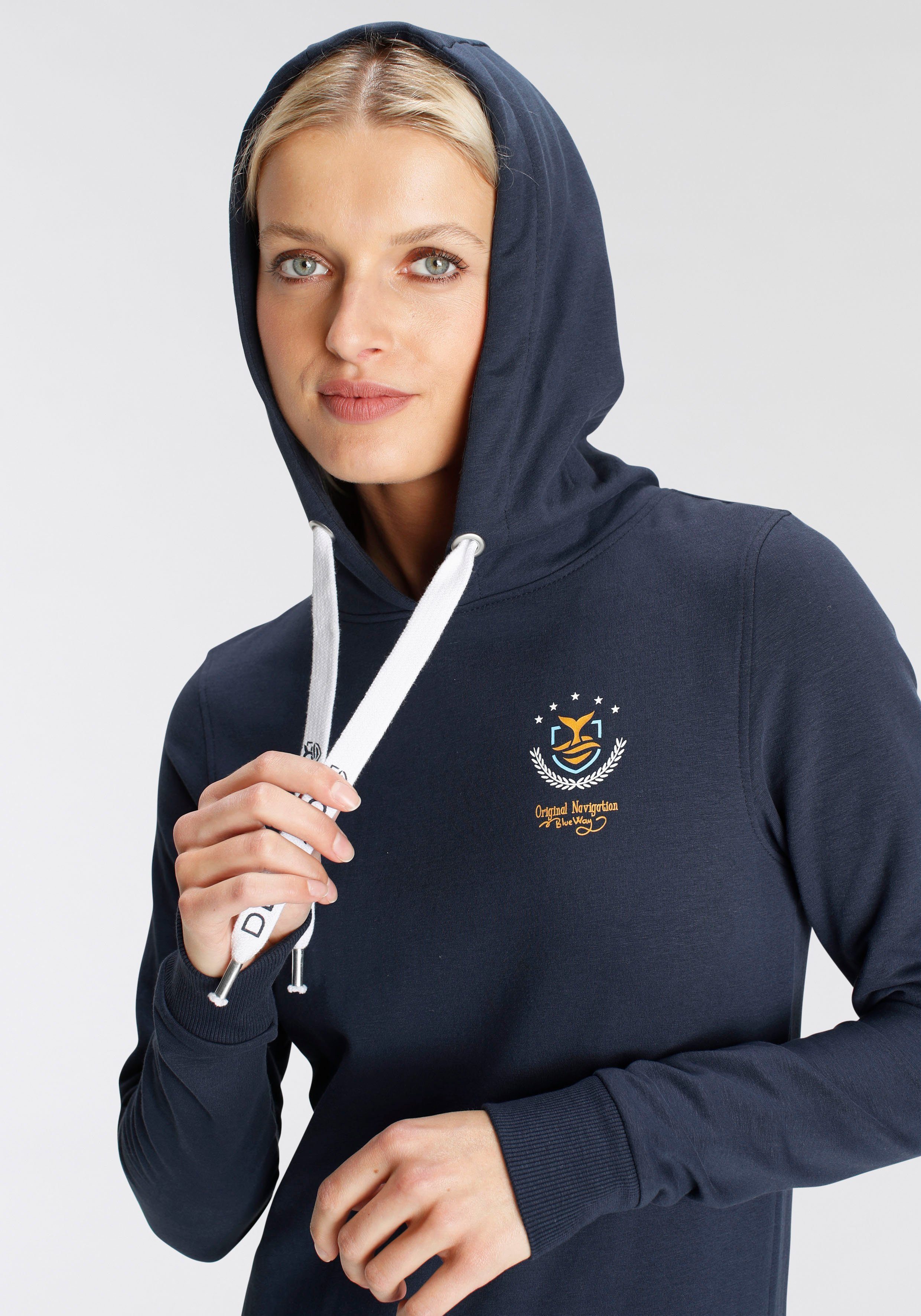 und mit MARKE! sportiven ---NEUE Logoprint DELMAO Sweatkleid Kordeln