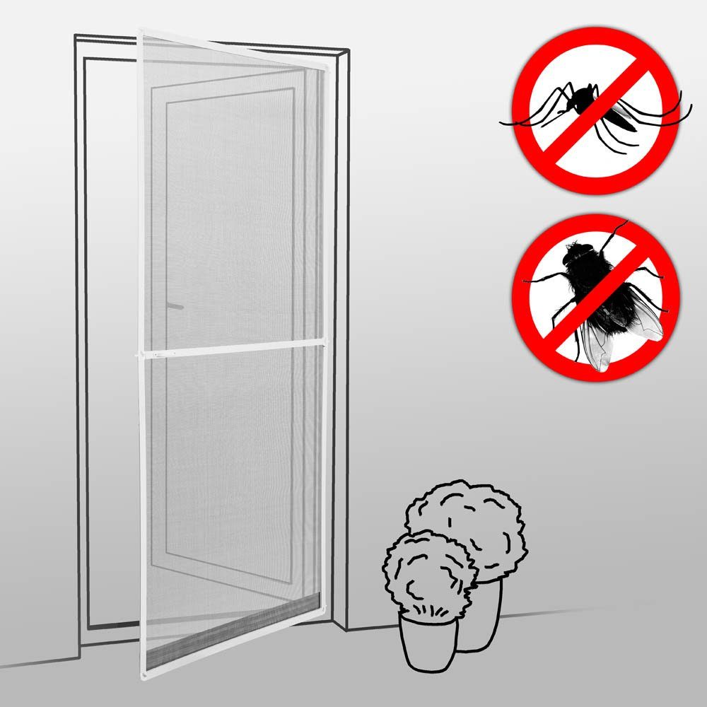 tectake Insektenschutz-Fensterrahmen Fliegengitter für Türrahmen weiß 210 cm 95 x