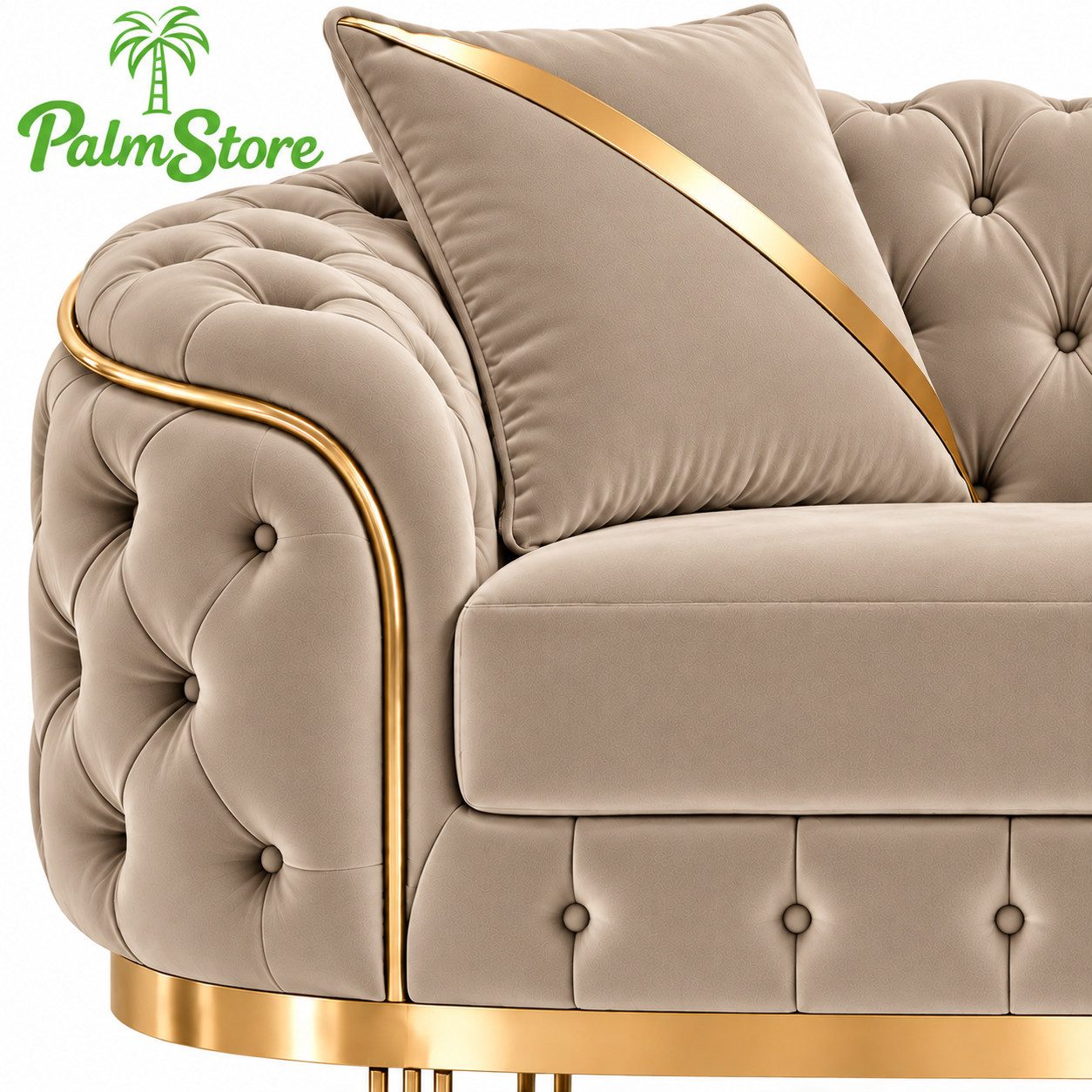 Palms-Store Sofa -Set MIRA mit Knopfheftung in 5 edlen Farbvarianten, Spar-Set, 3-Sitzer + 3-Sitzer + Sessel – Bild 2 von 5