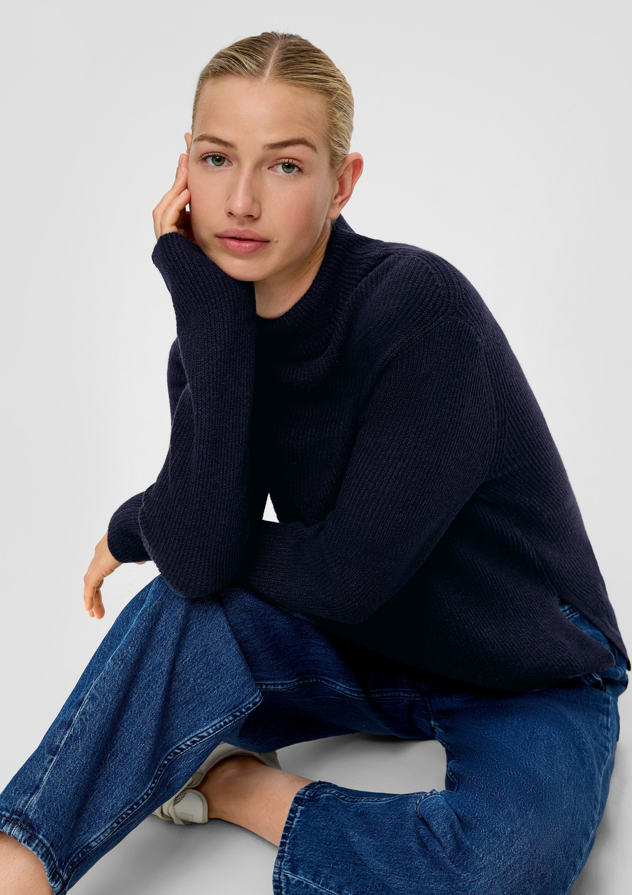 s.Oliver Longpullover Strickpullover Strickpullover mit Stehkragen günstig online kaufen