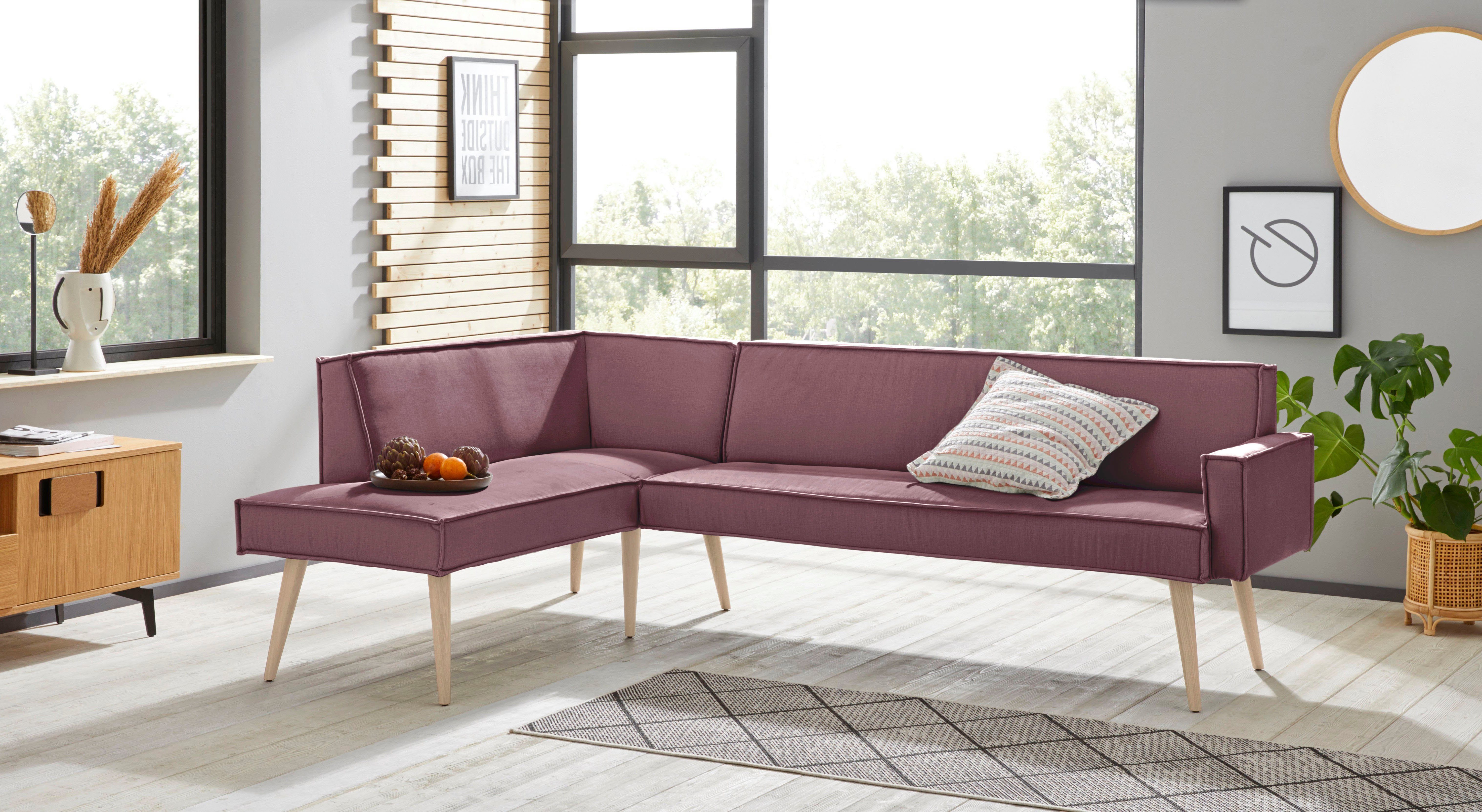 exxpo - sofa fashion Eckbank Lungo, moderne Kedernaht, bequem und elegant, hoher Holzfuß, hochwertige Detailverarbeitung, frei im Raum stellbar